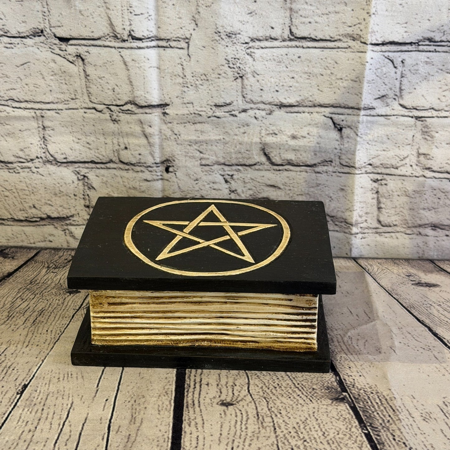 20cm x 12cm x 8cm Book Wood Gothic Pentagram Skull Coffin Jewellery Trinket Box5