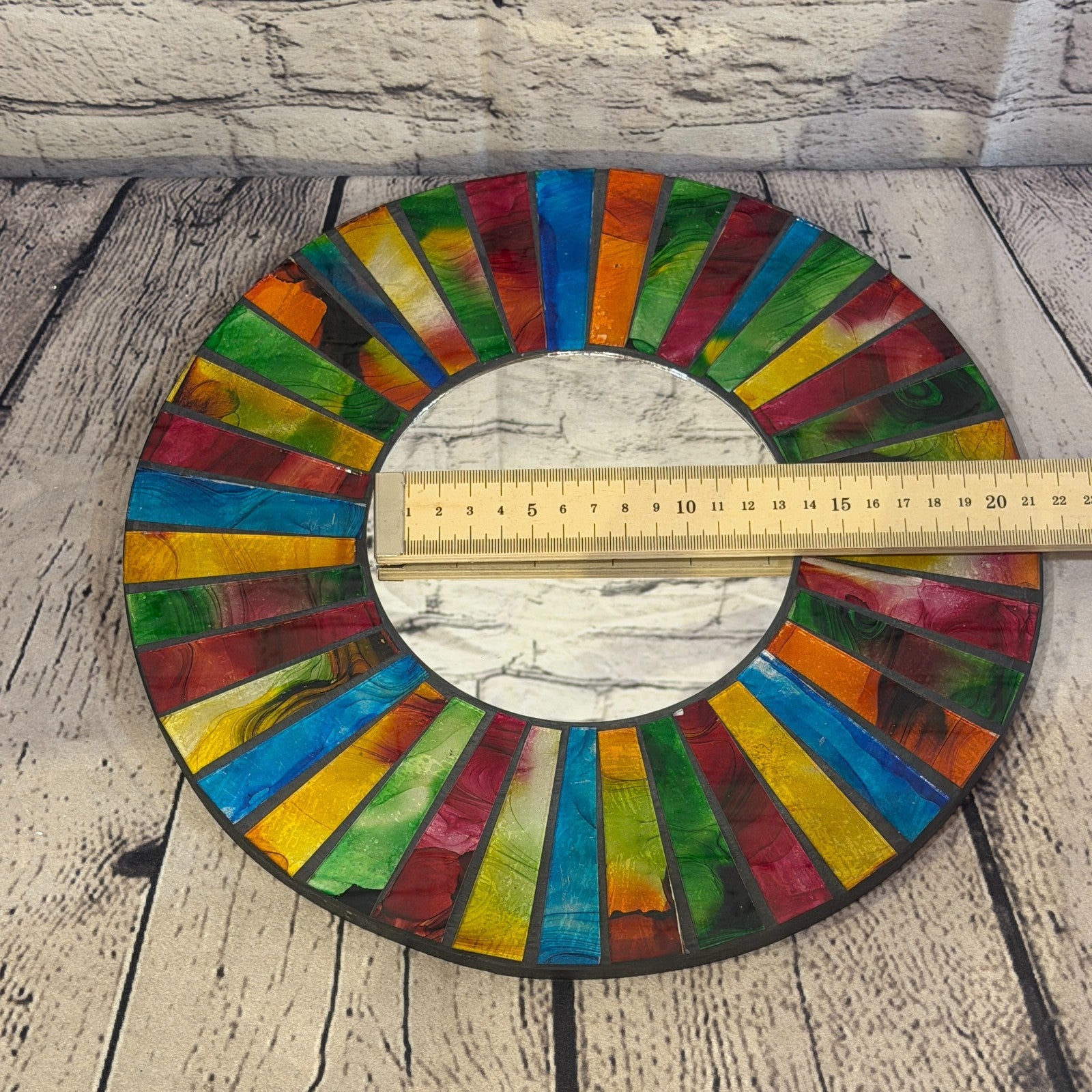 Rainbow Line Black Mosaic Tile Wall Mirror 30cm x 30cm 12 Inches Handmade5