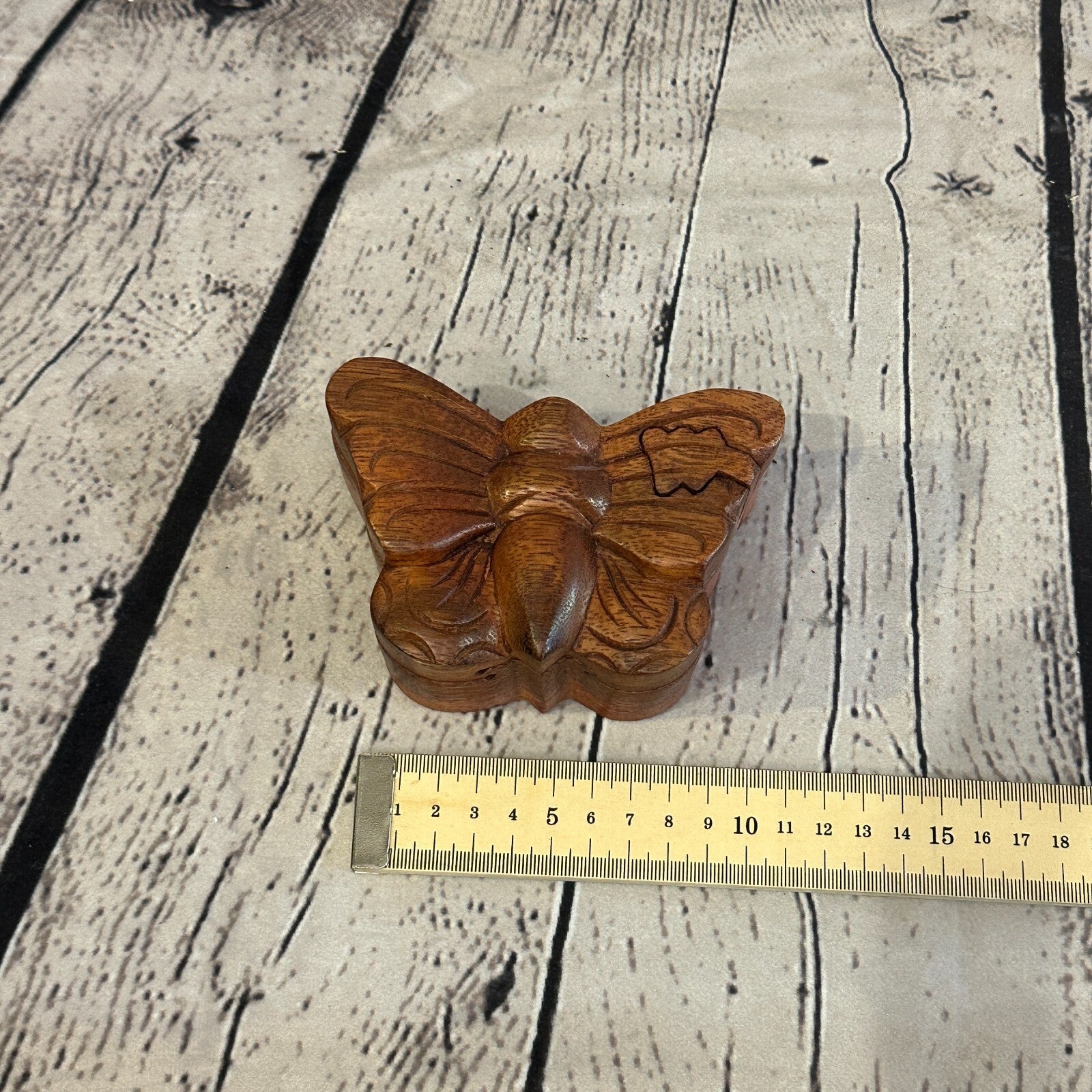 Carved Butterfly 4 Bit Wooden Puzzle Box Secret Box Magic Trinket Handmade4