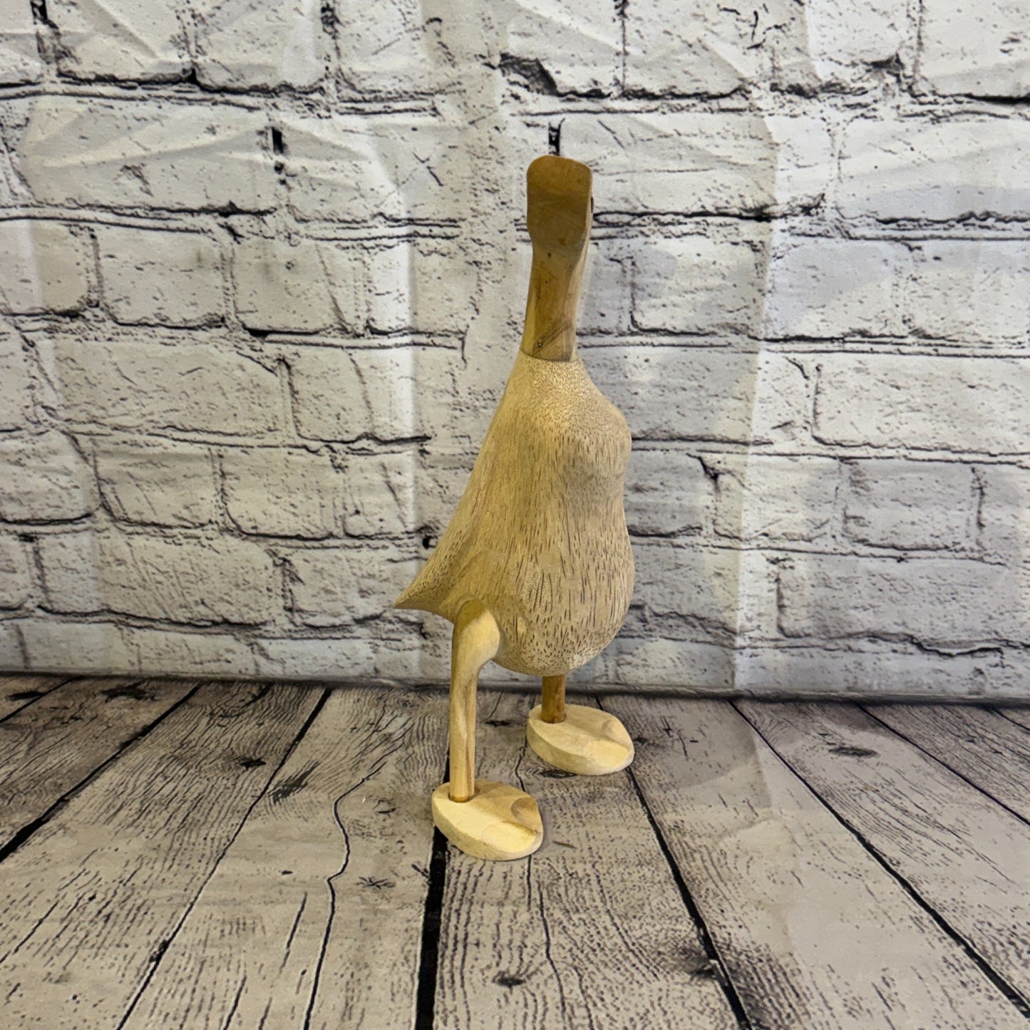 Looking Right 30cm Tall Wooden Smooth Duckling Baby Duck Bamboo Root Fairtrade2