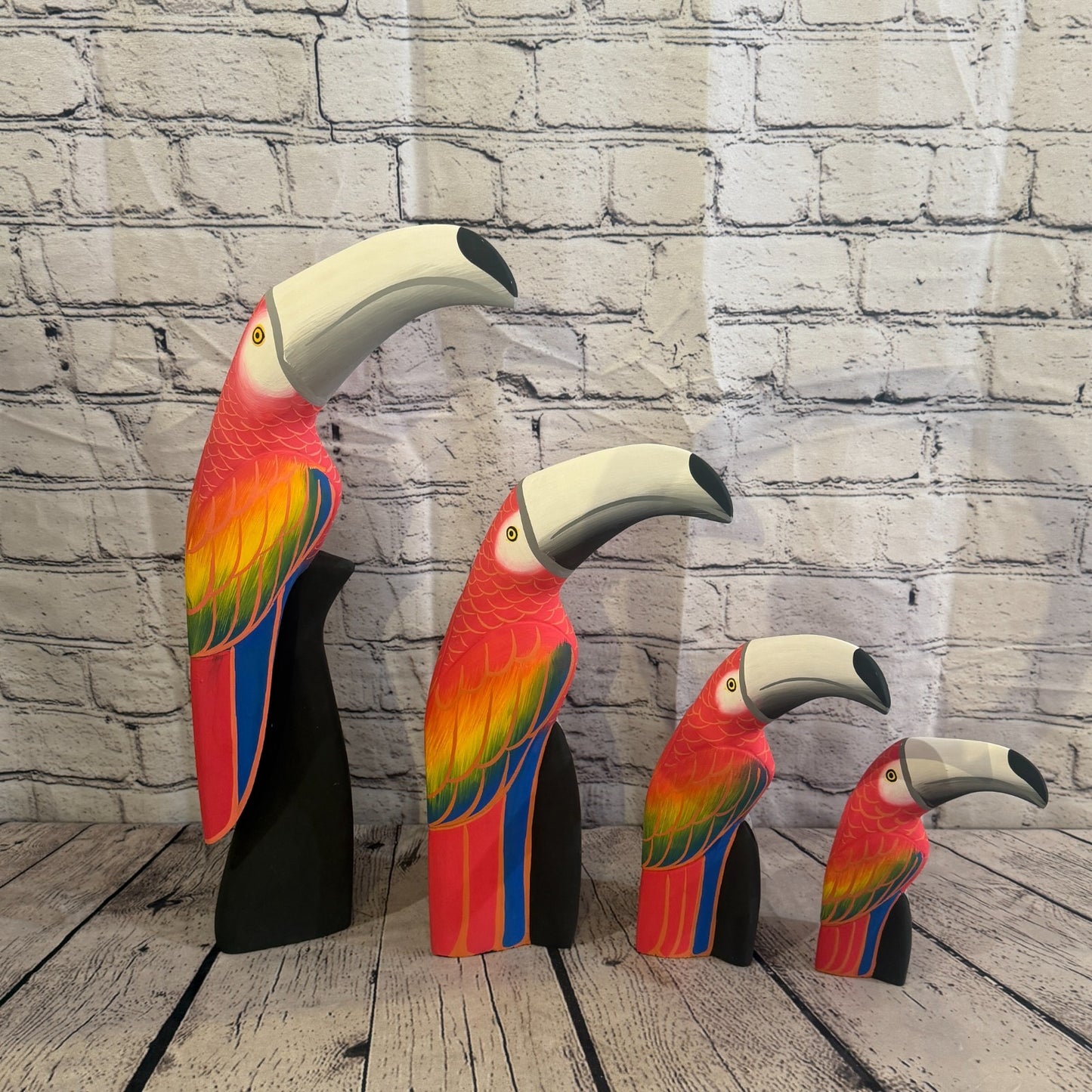 30cm Bright Red Toucan Bird Ornament Statue Fair Trade Hand Made Carved Wood8