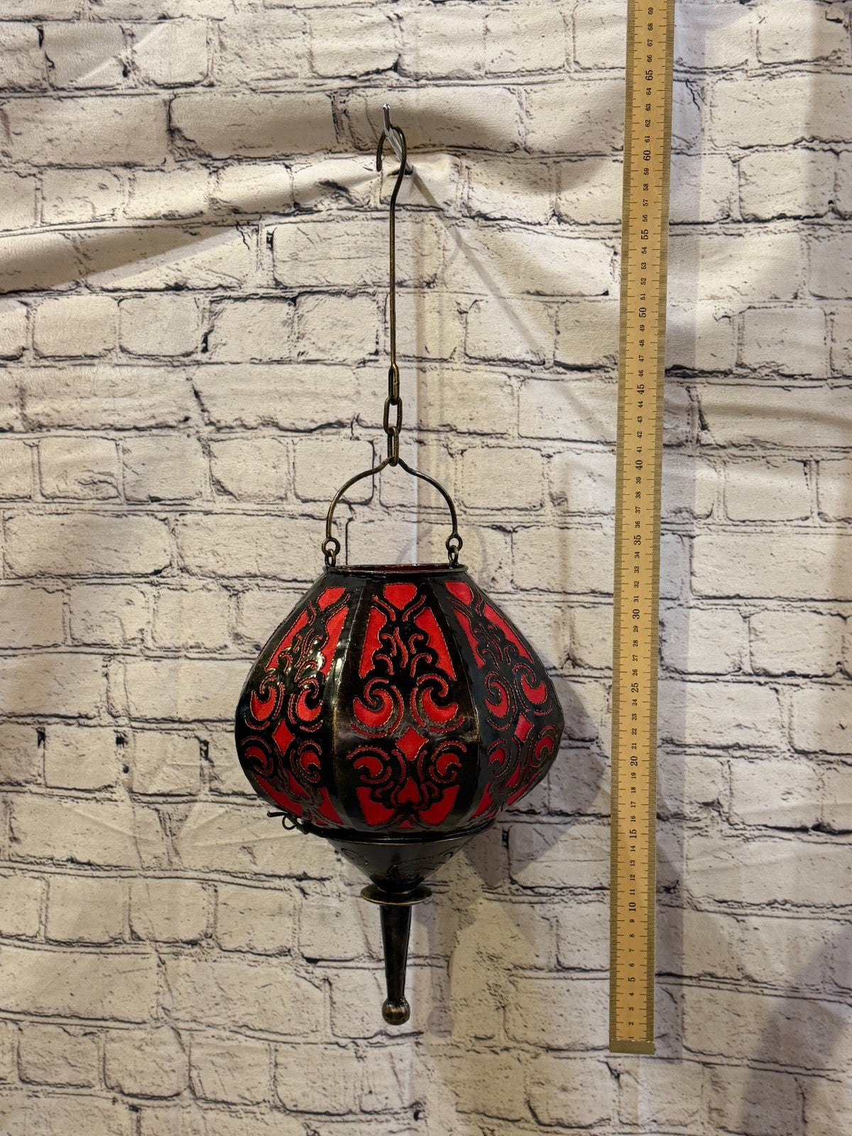30cm x 20cm Red Metal Fabric Ceiling Pendant Light Shade Lampshade LED Bulb4