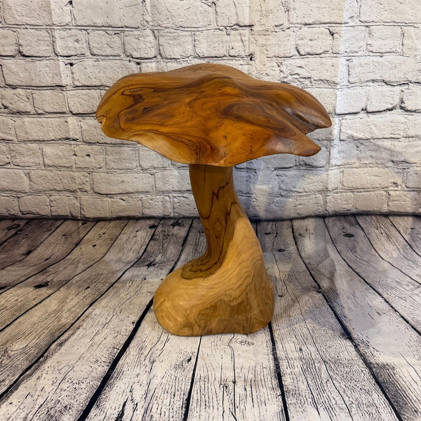 40cm x 35cm Dome Wooden Mushroom Toadstool Sculpture Garden Teak Root Ornament2