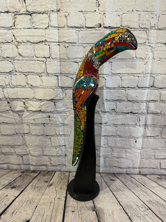 65cm Mosaic Toucan Bird Ornament Statue Fair Trade Handmade Carved Wood Design 40