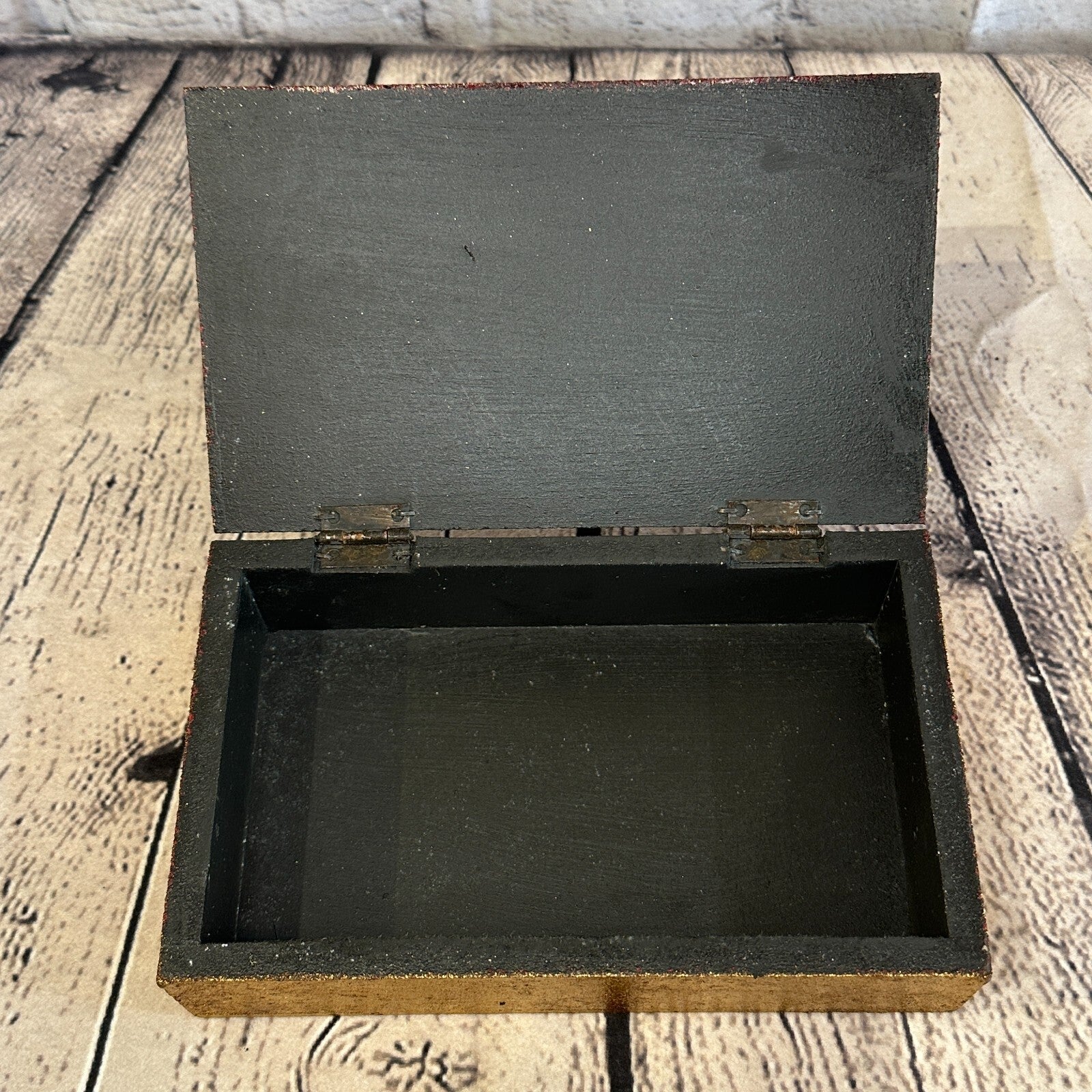 Bright Gold Thai Plain Buddha Eyes 20cm x 12cm x 5cm Wooden Box Trinket Handmade3