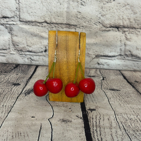 Cherry Plastic Novelty Party Dangle Drop Earrings Handmade UK Jewellery0