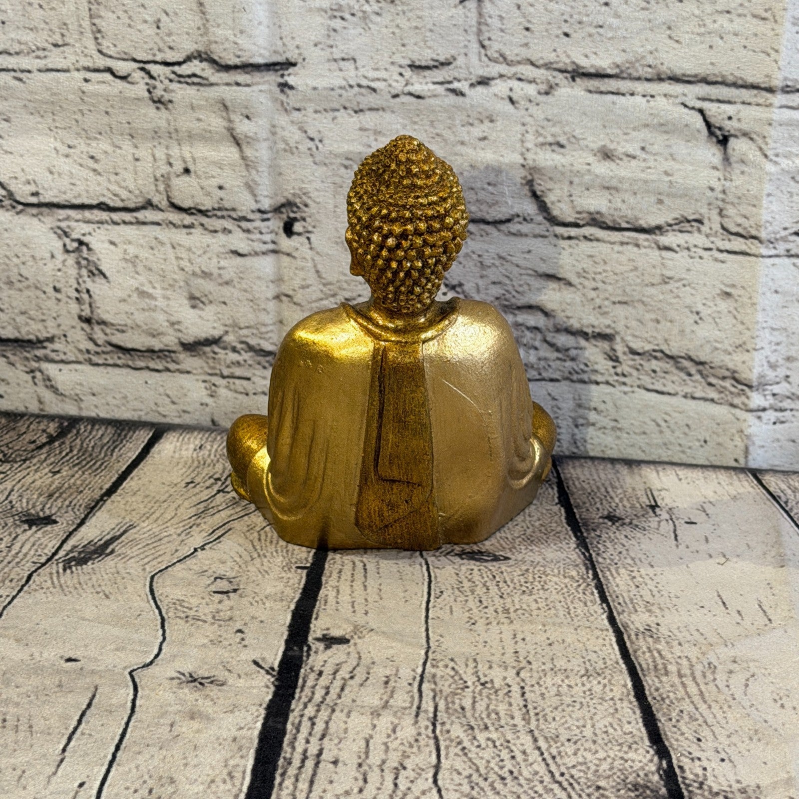 Bronze & Bronze 15cm x 12cm Small Thai Buddha Sitting Statue Resin Hindu4
