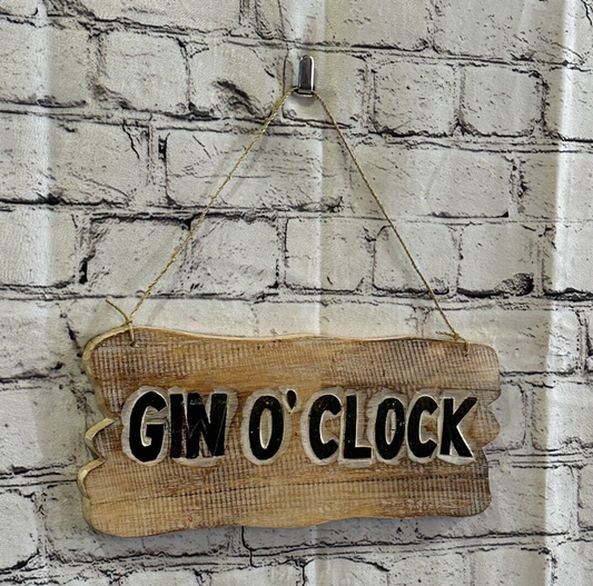 Gin O'Clock Word Sign Plaque Outdoor Garden Shed Den Bar Shop 30cm x 12cm0