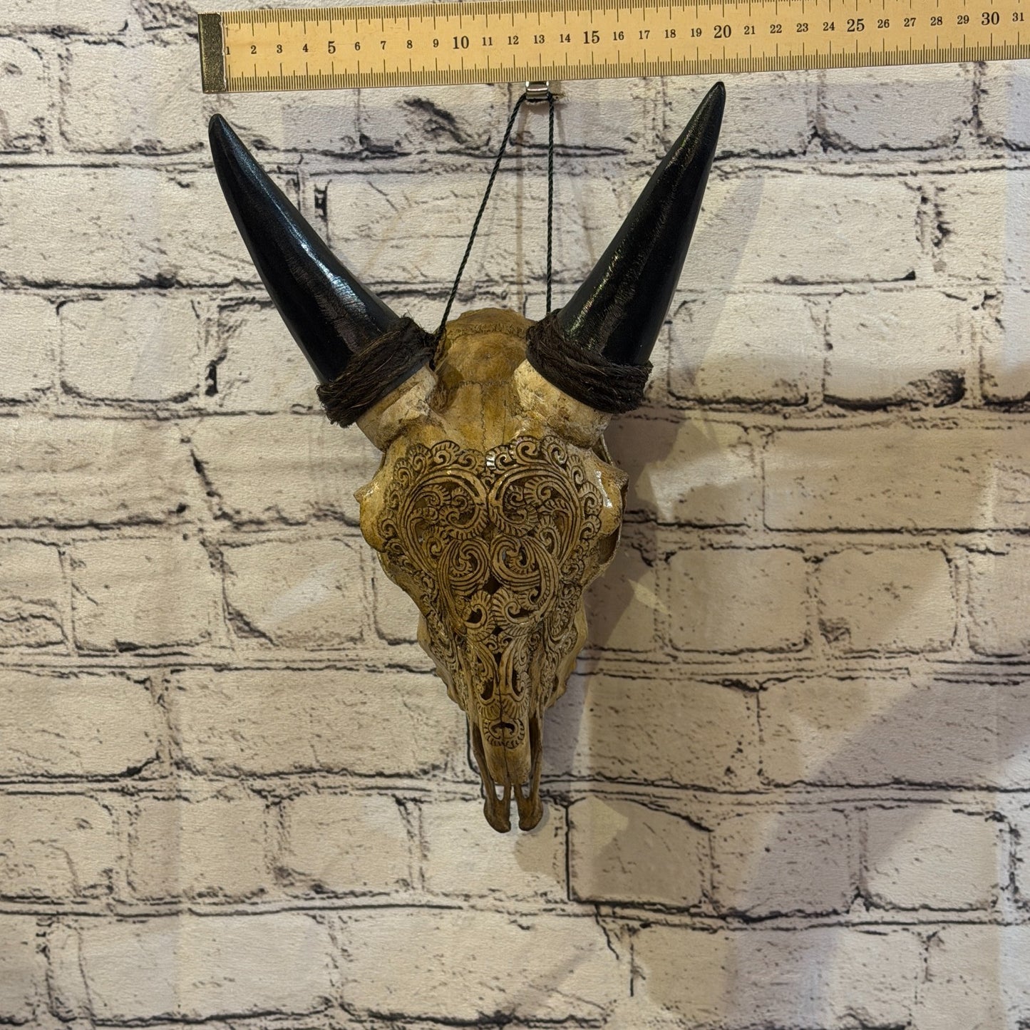 30cm Carved Buffalo Ram Wild Replica Skulls Wall Hanging Carved Stand Design 14