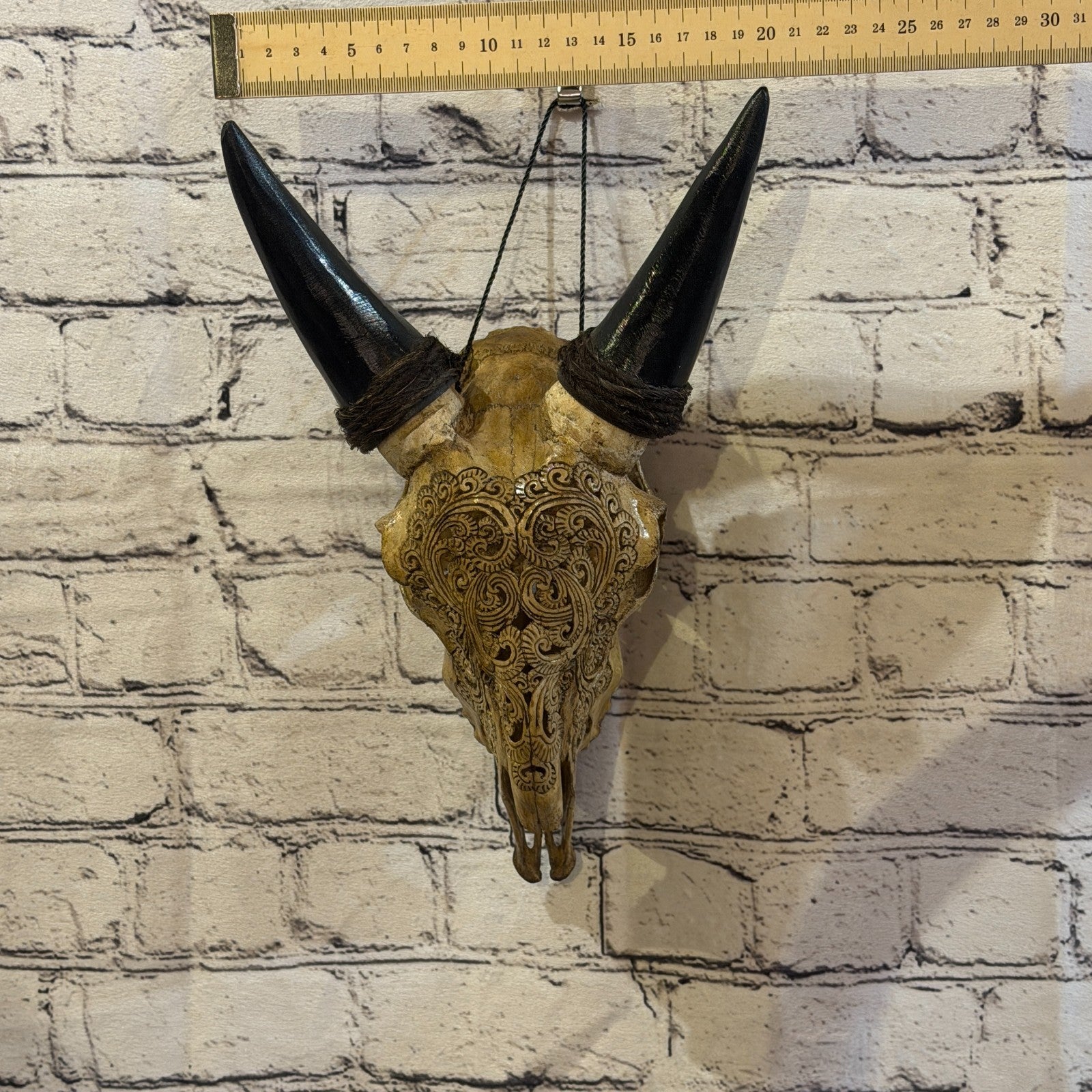 30cm Carved Buffalo Ram Wild Replica Skulls Wall Hanging Carved Stand Design 14
