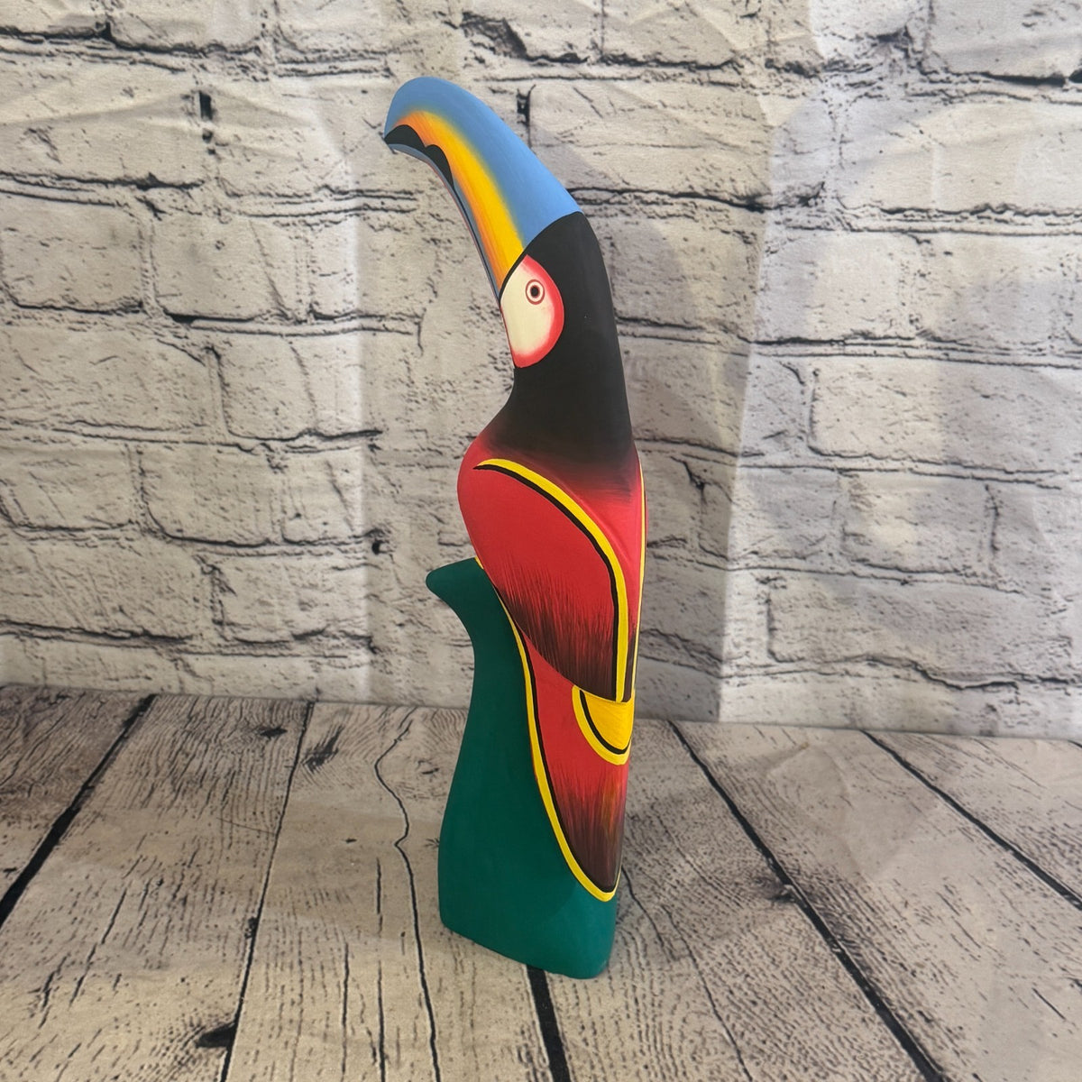 30cm Dark Red Toucan Bird Ornament Statue Fair Trade Hand Made Carved Wood4
