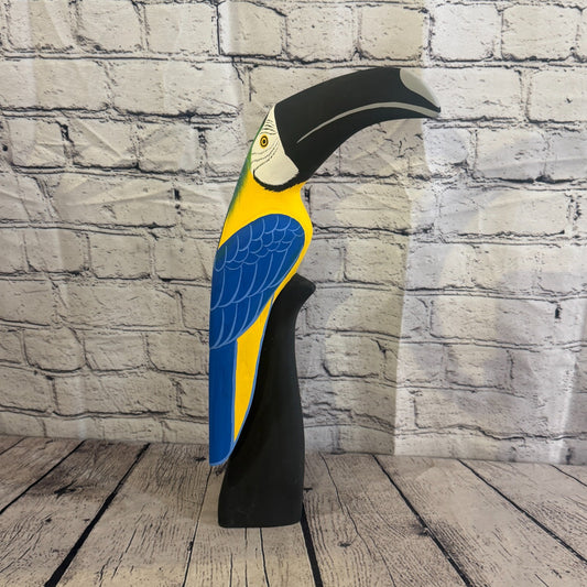 40cm Bright Blue Toucan Bird Ornament Statue Fair Trade Hand Made Carved Wood0
