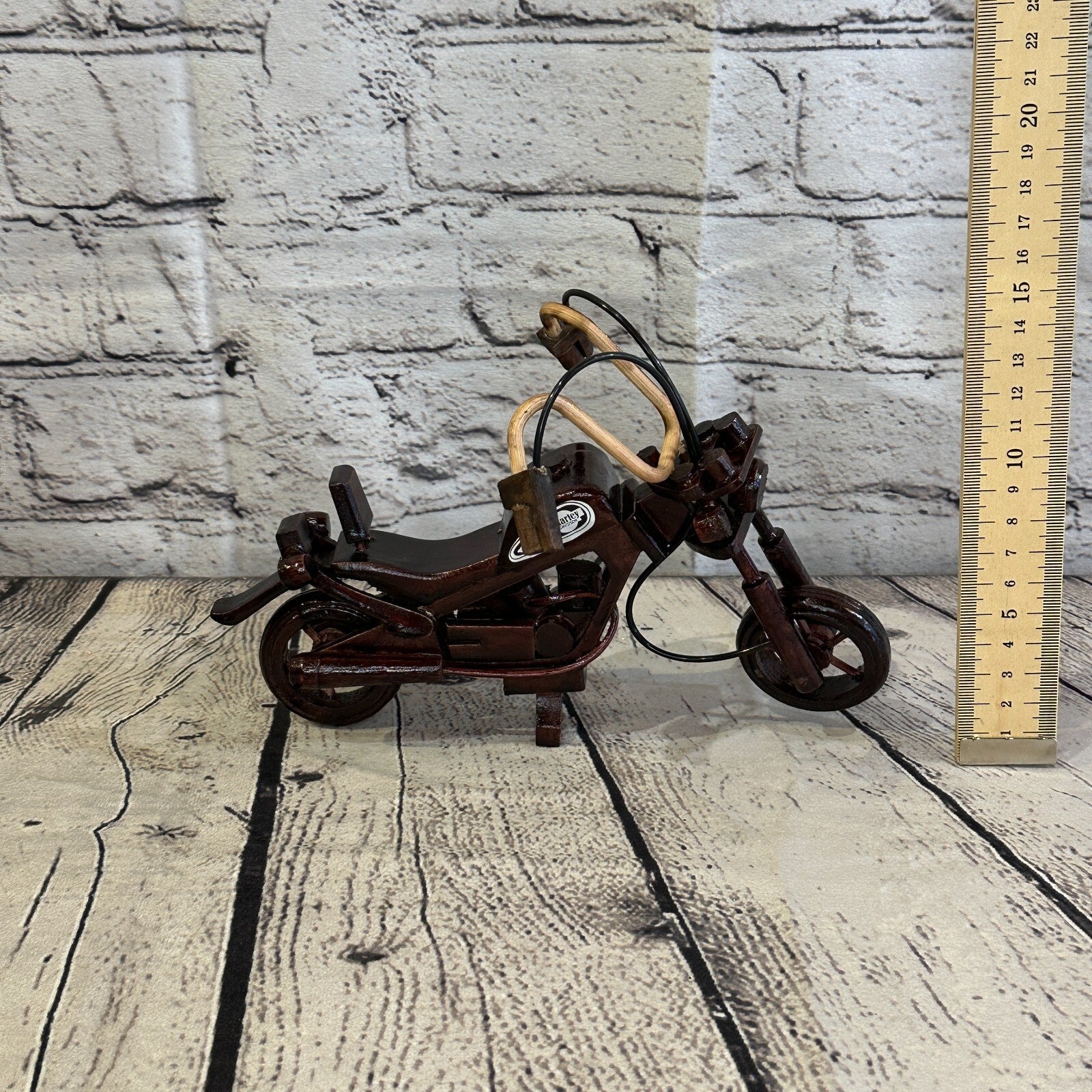 20cm Small Dark Wood Motorbike Motorcycle Model Wooden Ornament Decorative Bike6