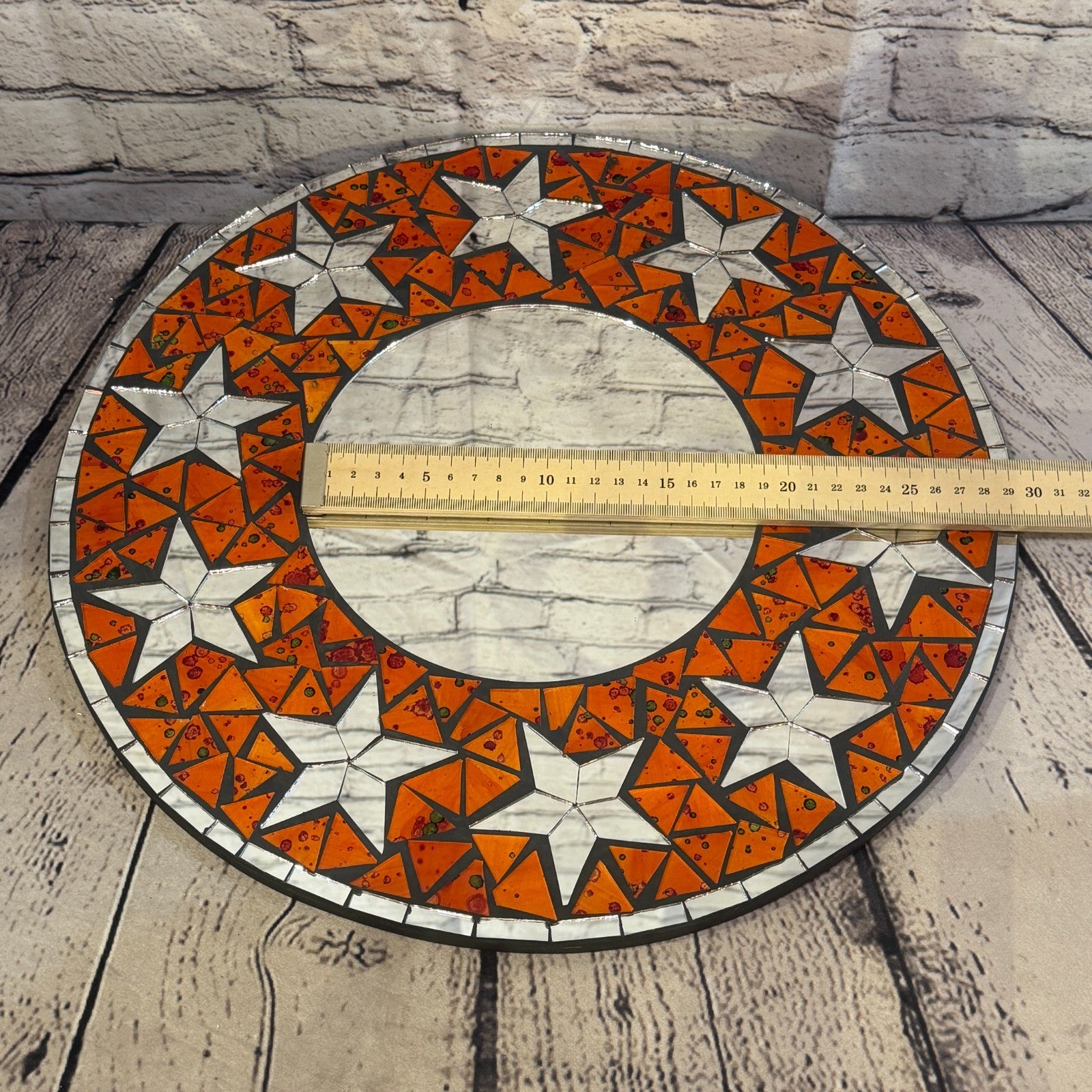 Orange Star Black Mosaic Tile Wall Mirror 40cm x 40cm 16 Inches Handmade5
