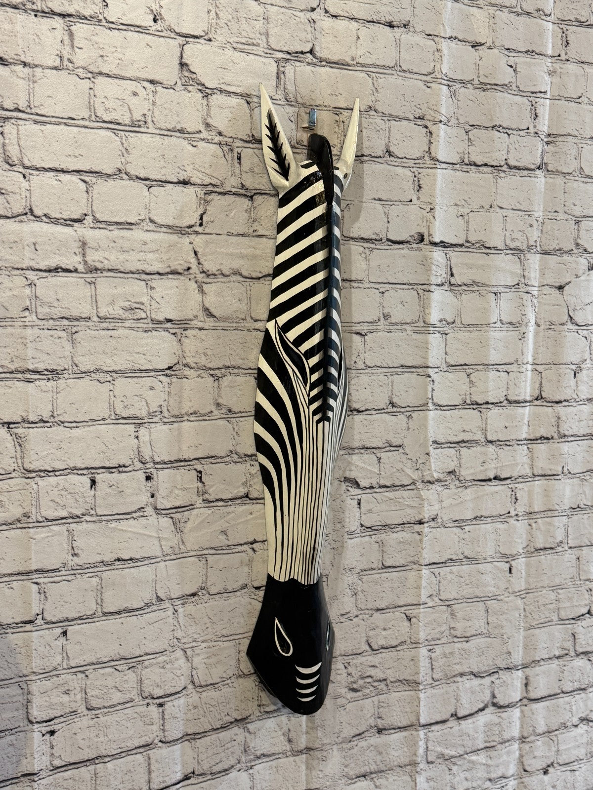 80cm Zebra Stripe Hand Carved Fair Trade Wooden Animal Wall Art Wall Hang Mask0
