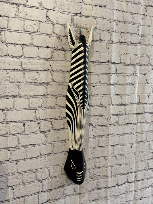 80cm Zebra Stripe Hand Carved Fair Trade Wooden Animal Wall Art Wall Hang Mask0