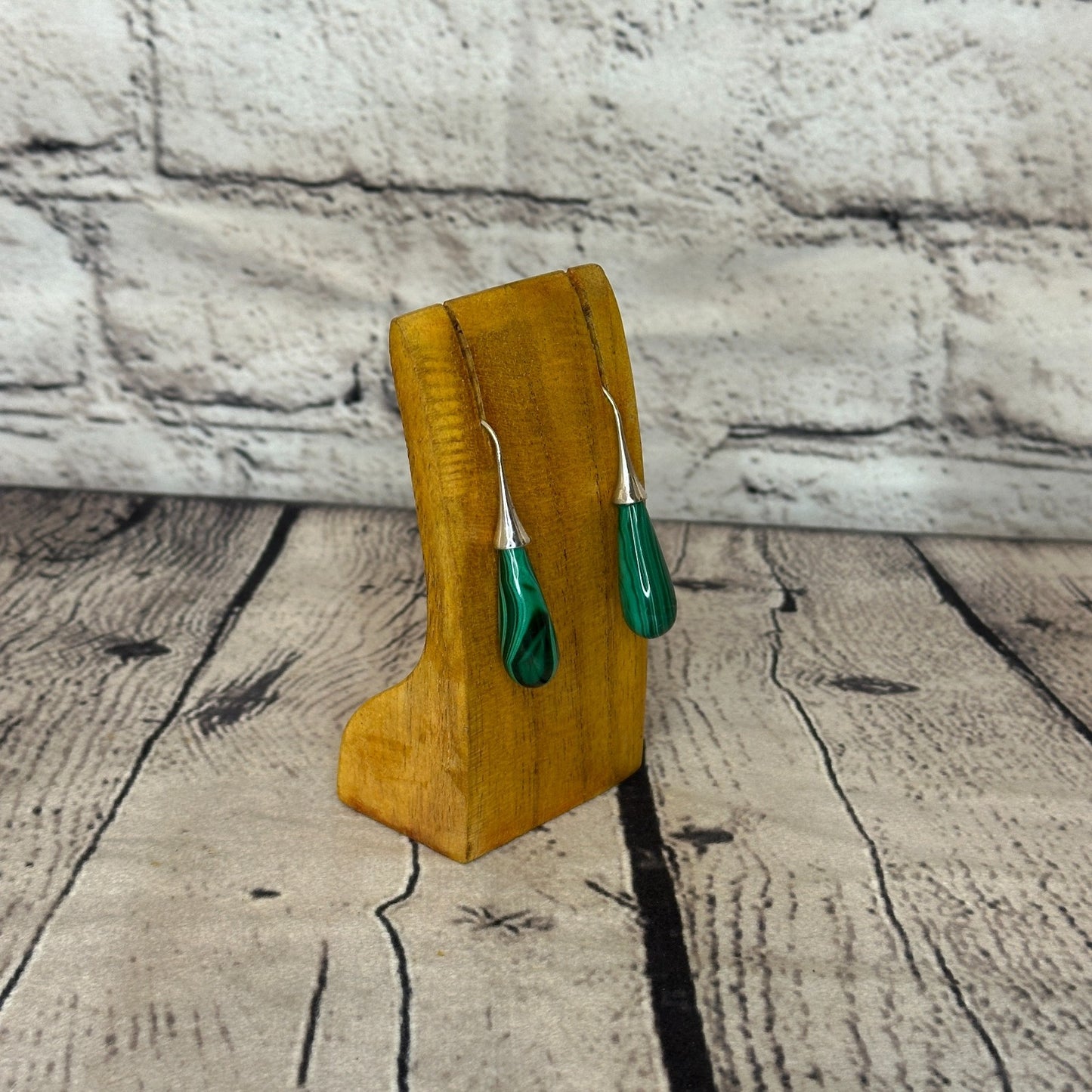 Malachite Teardrop Solid Stone 925 Silver Dangle Drop Earrings Jewellery2