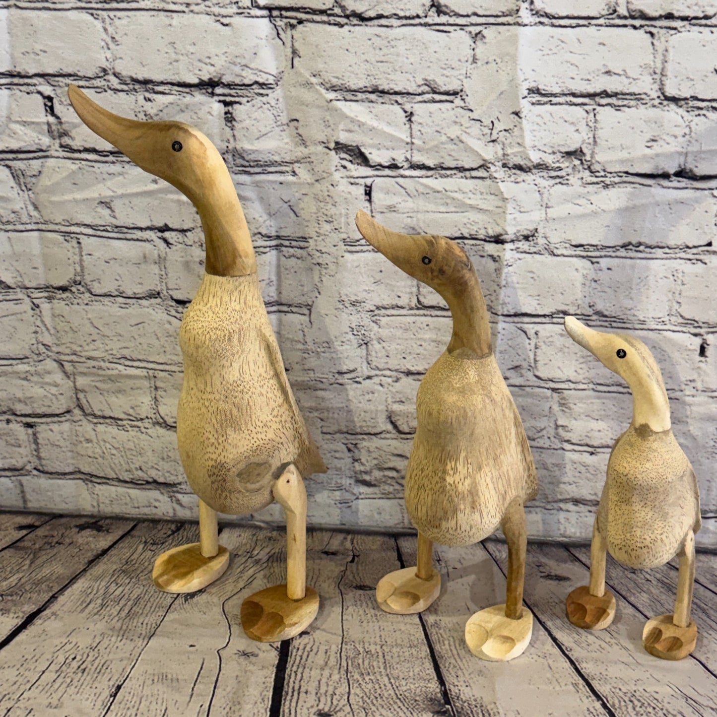 Looking Right 30cm Tall Wooden Smooth Duckling Baby Duck Bamboo Root Fairtrade8
