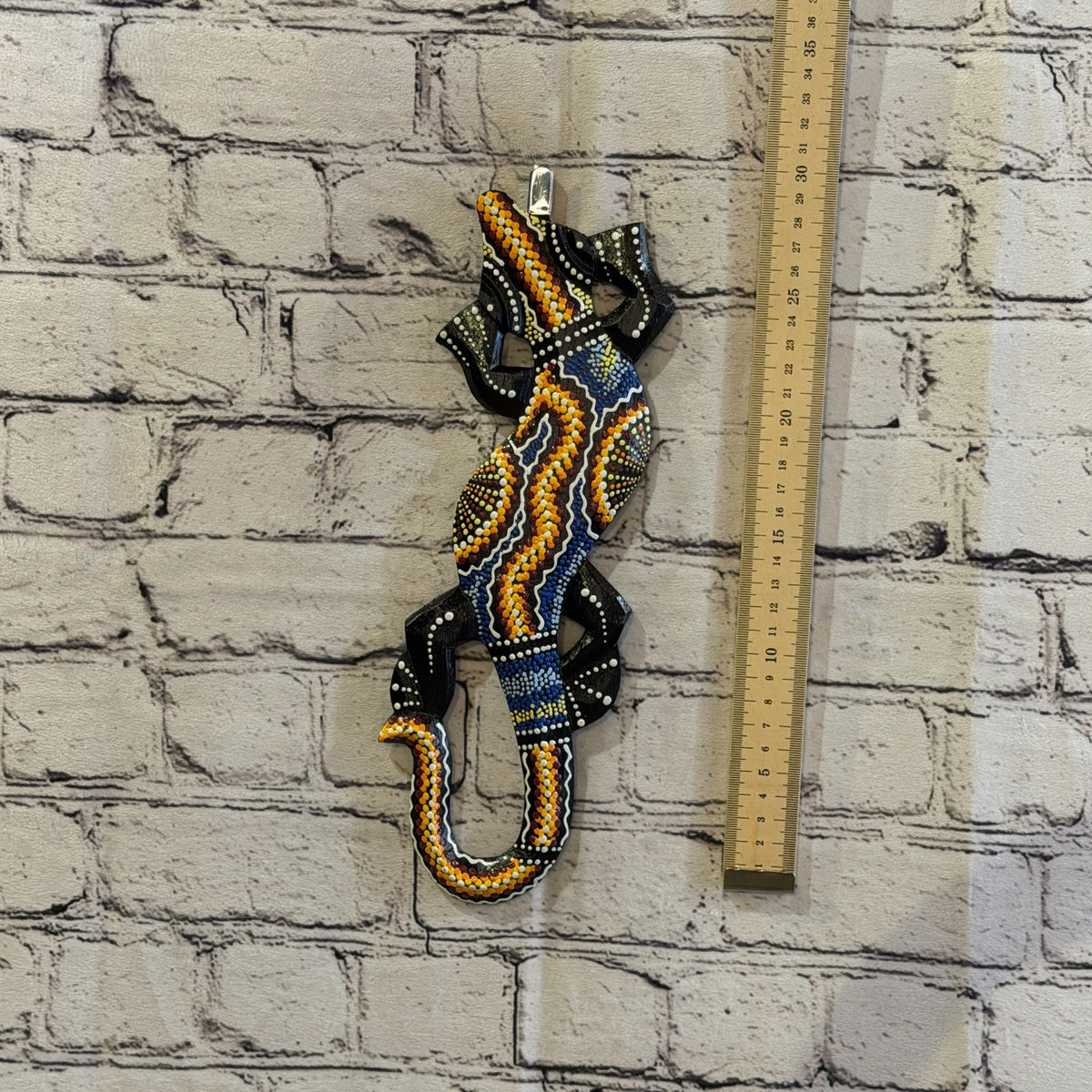 30cm Gecko Carved Wooden Dot Painted Ethnic Tribal Tiki Wall Art No 5 New4