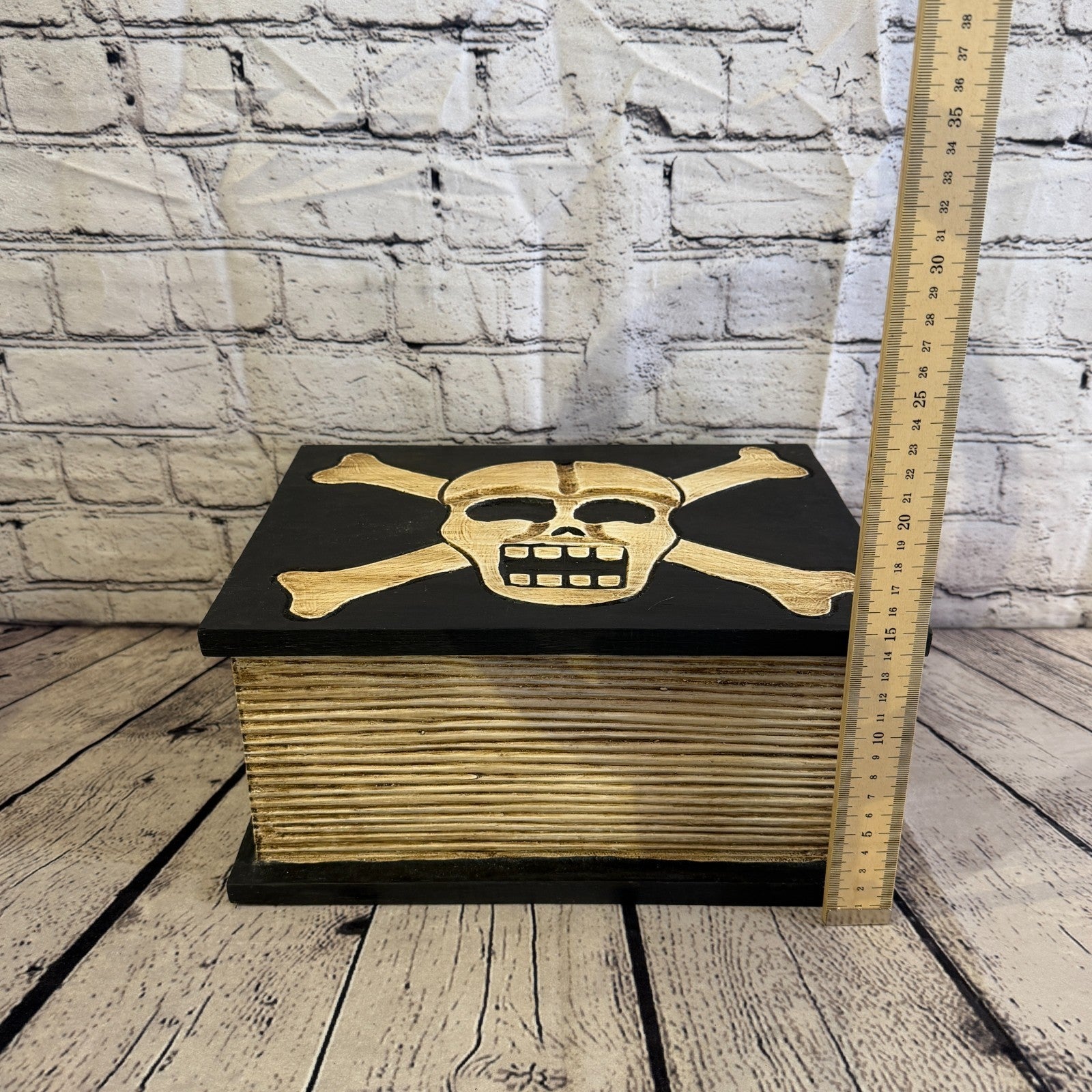 30cm x 24cm x 15cm Book Wood Gothic Skeleton Skull Coffin Jewellery Trinket Box8
