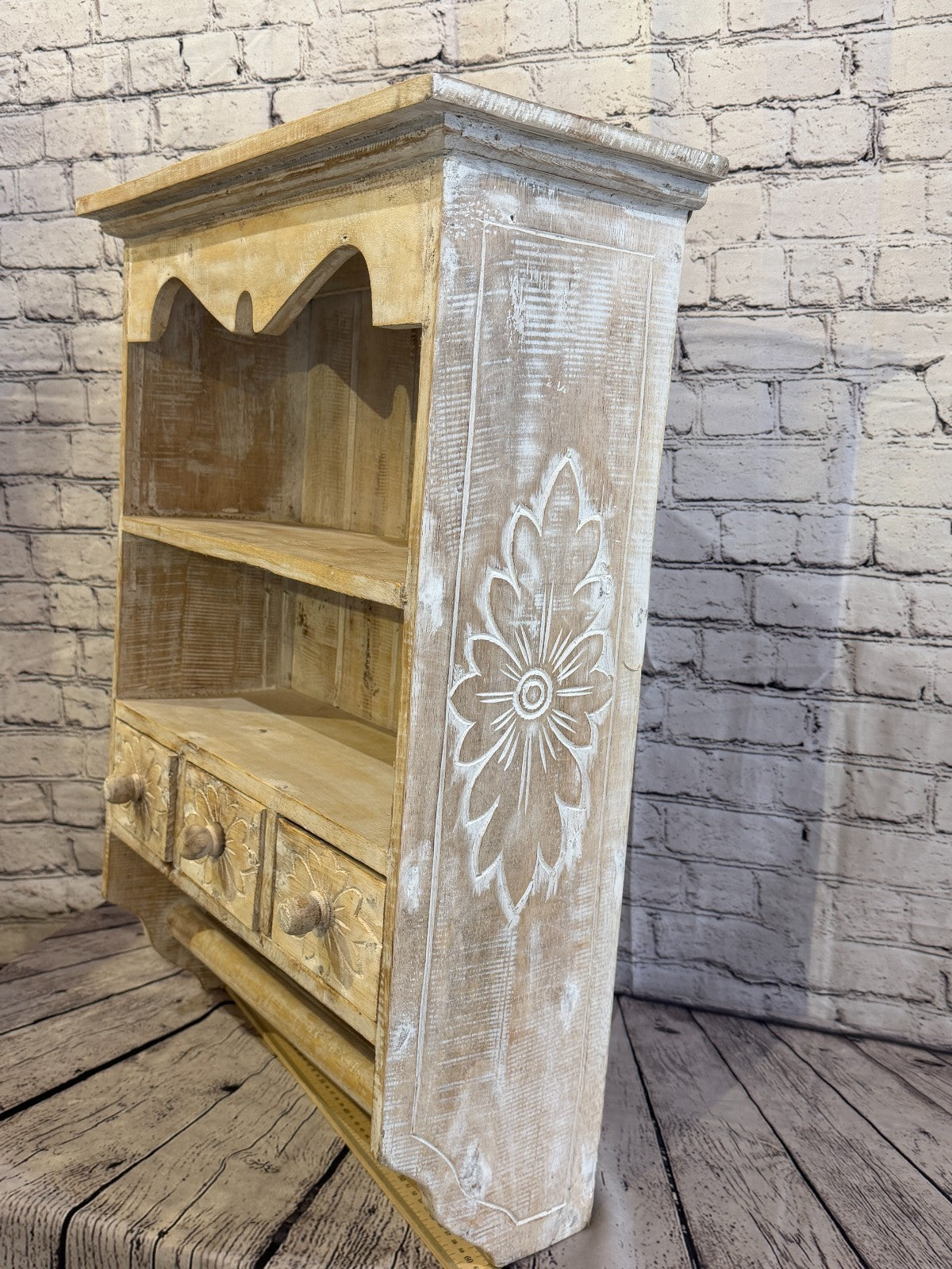 75cm x 55cm x 25cm White 3 Draws Wooden Cabinet Living Hallway Storage Furniture1
