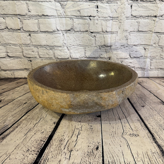 35cm x 28cm Wash Basin Bathroom Counter Top Washing River Stone Bowl Sink No 380