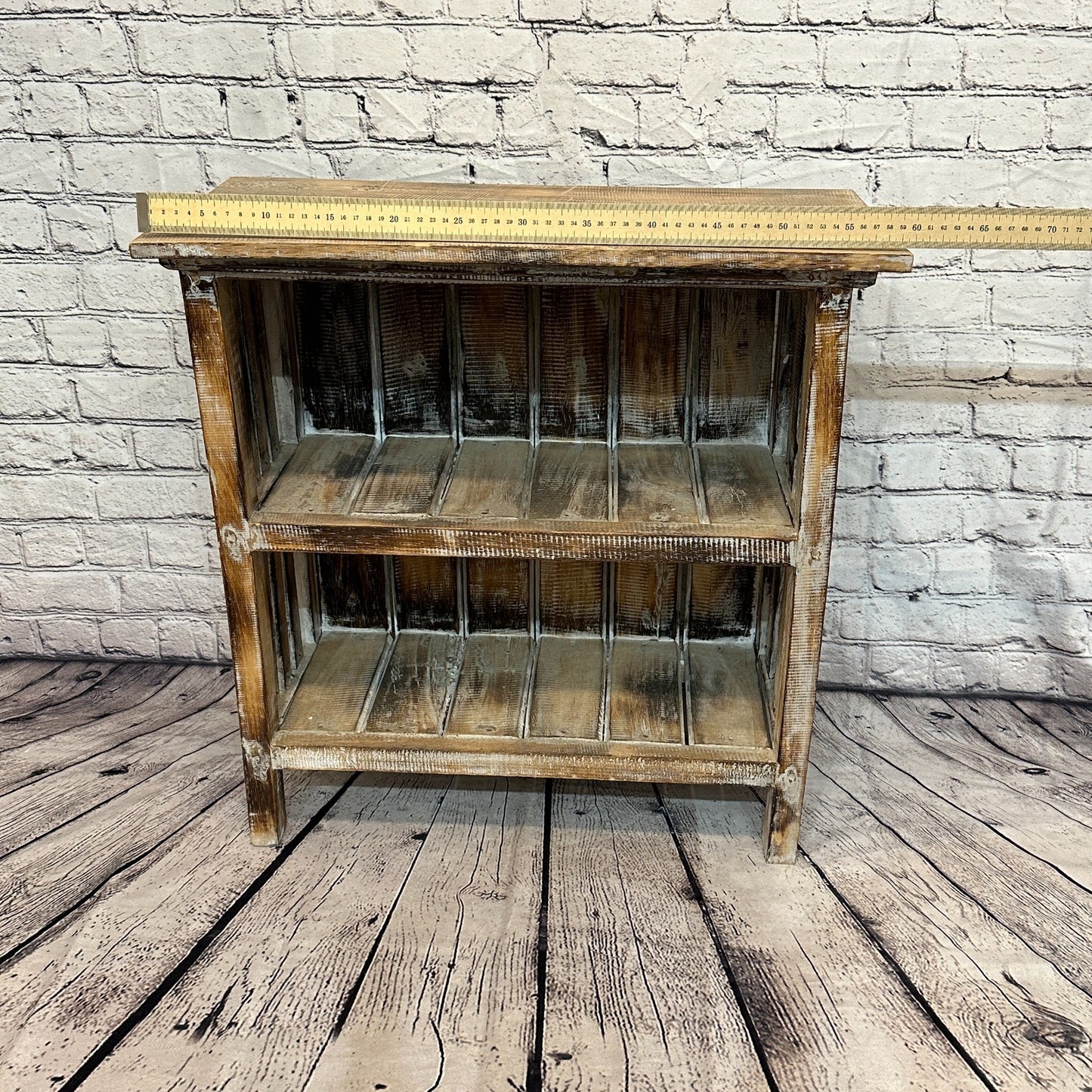 60cm x 60cm Brown 2 Shelf Wooden Side Cabinet Living Hallway Storage Furniture6