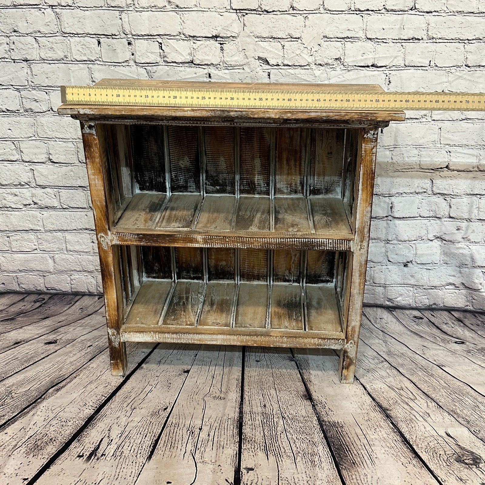 60cm x 60cm Brown 2 Shelf Wooden Side Cabinet Living Hallway Storage Furniture6