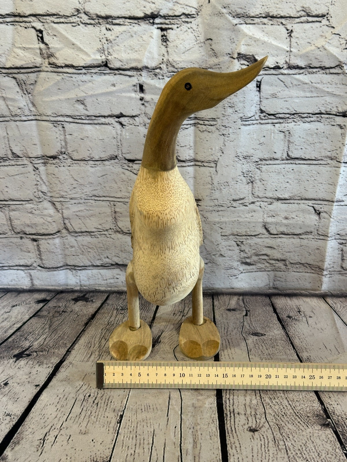 Looking Left 40cm Tall Wooden Hairy Duckling Baby Duck Bamboo Root Fairtrade7