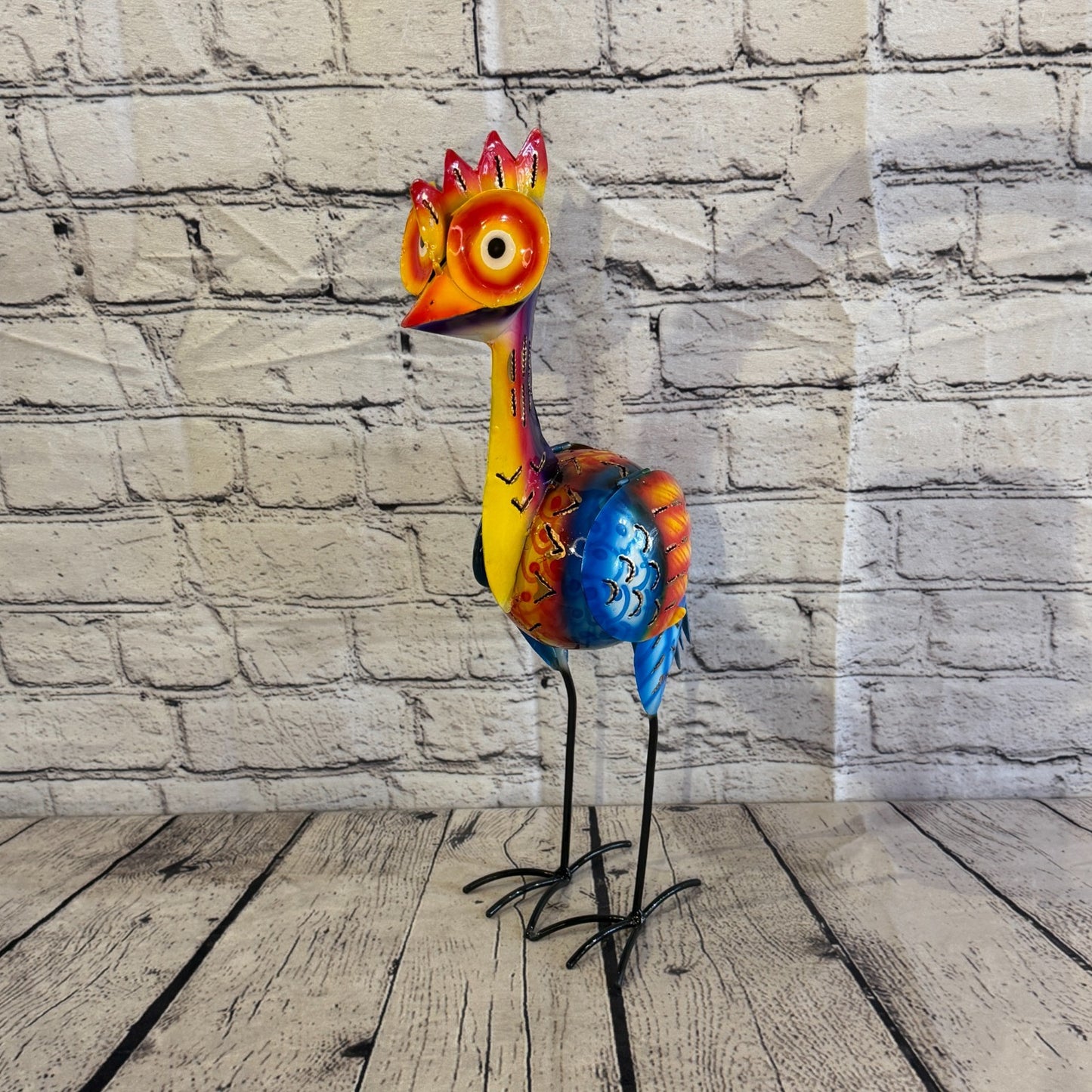 40cm x 20cm Emu Ostrich Bird Multicoloured Metal Tin Standing Ornament Statue0