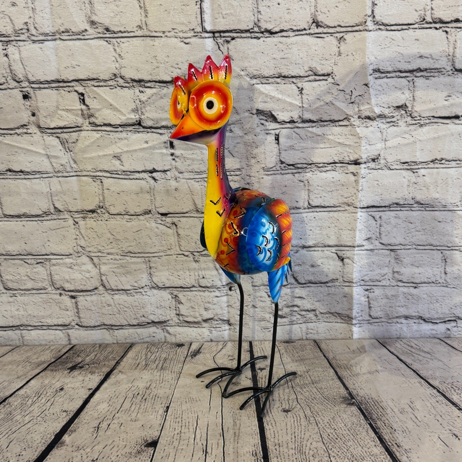 40cm x 20cm Emu Ostrich Bird Multicoloured Metal Tin Standing Ornament Statue0