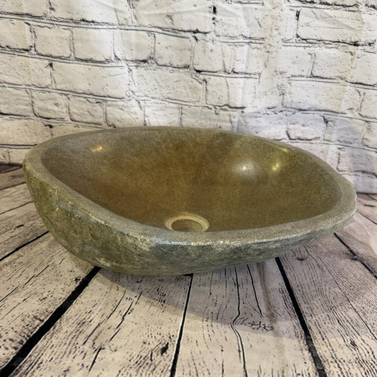 43cm x 35cm Wash Basin Bathroom Counter Top Washing River Stone Bowl Sink No 360