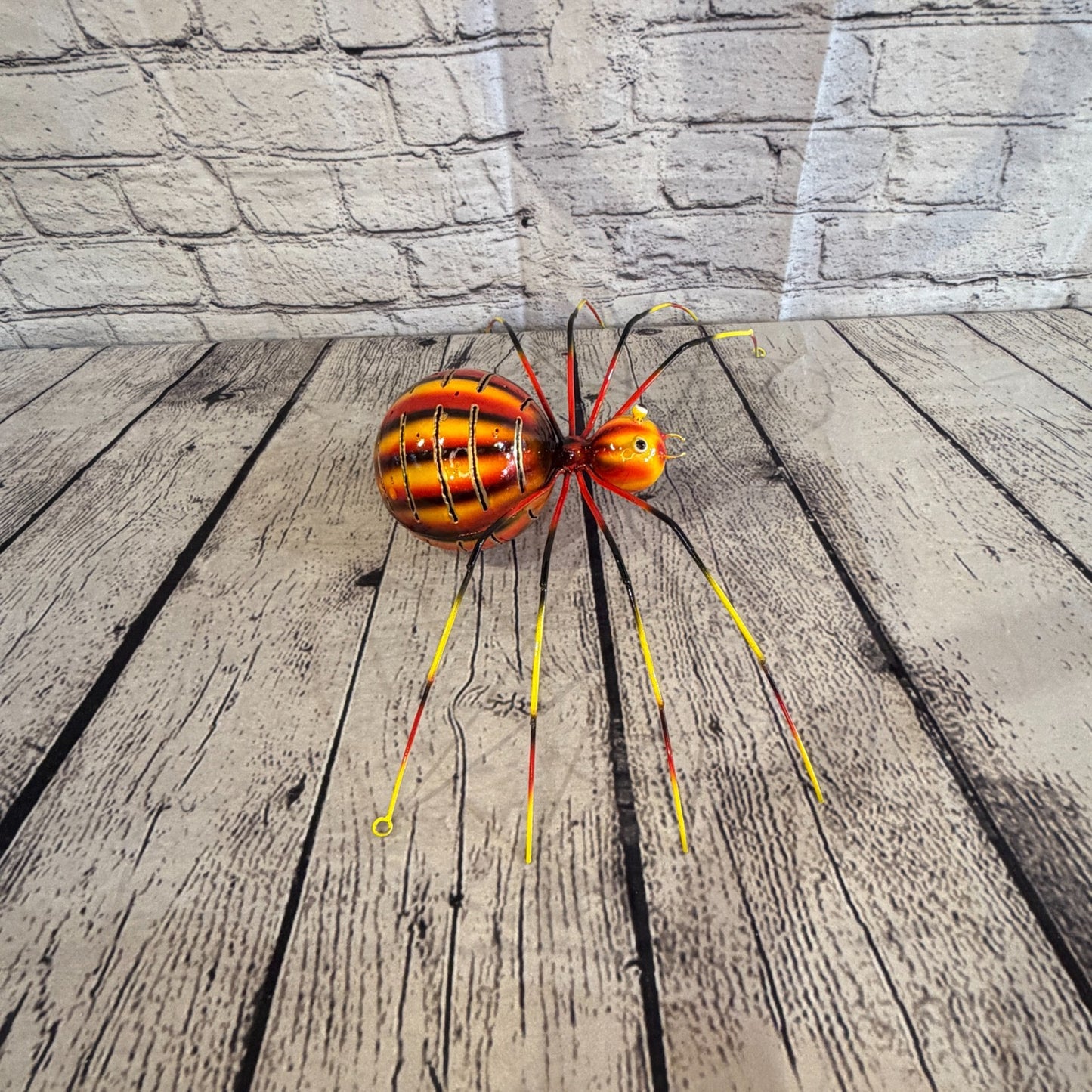 35cm x 20cm Small Colourful Orange Spider Metal Tin Standing Ornament Statue3