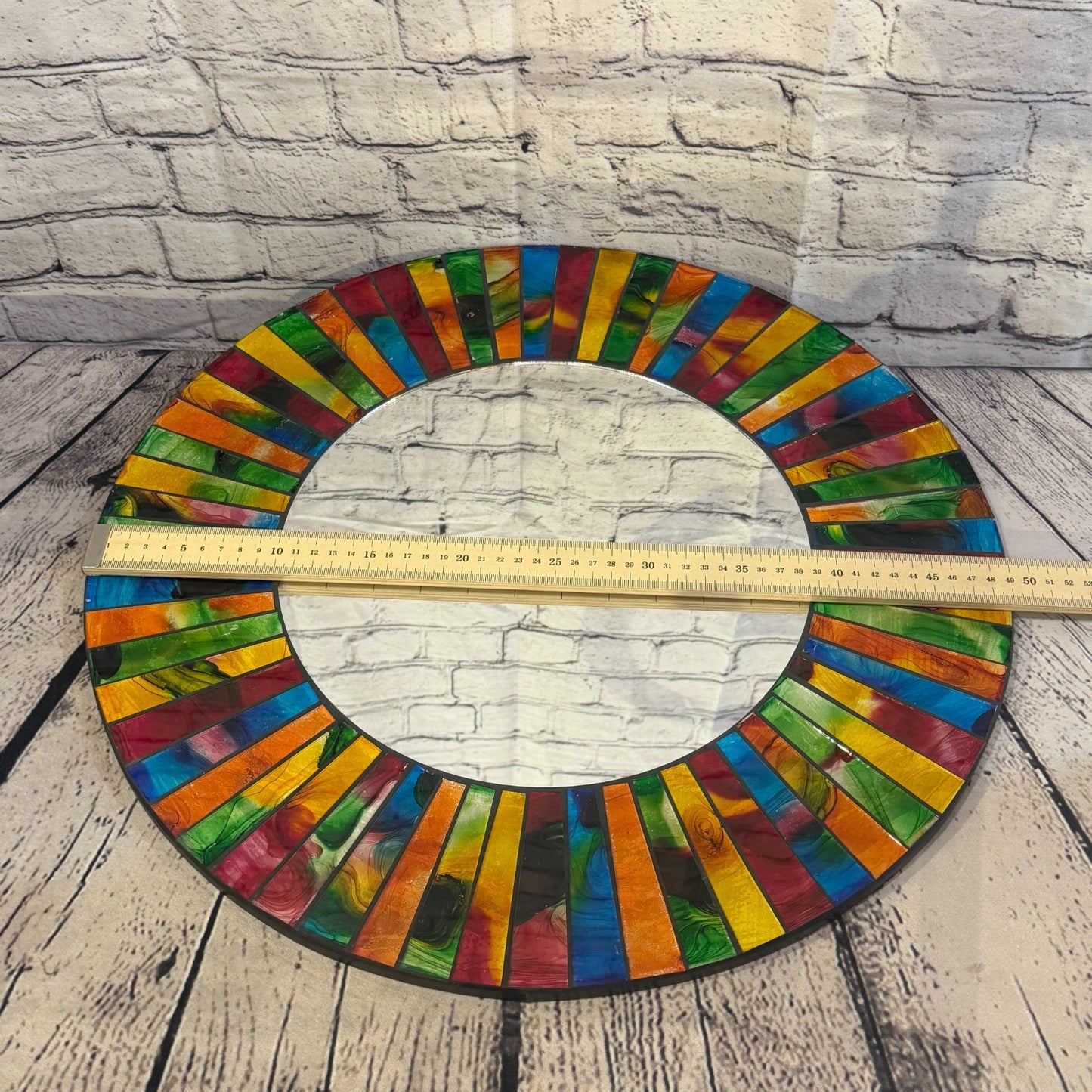 Rainbow Line Black Mosaic Tile Wall Mirror 50cm x 50cm 20 Inches Handmade4