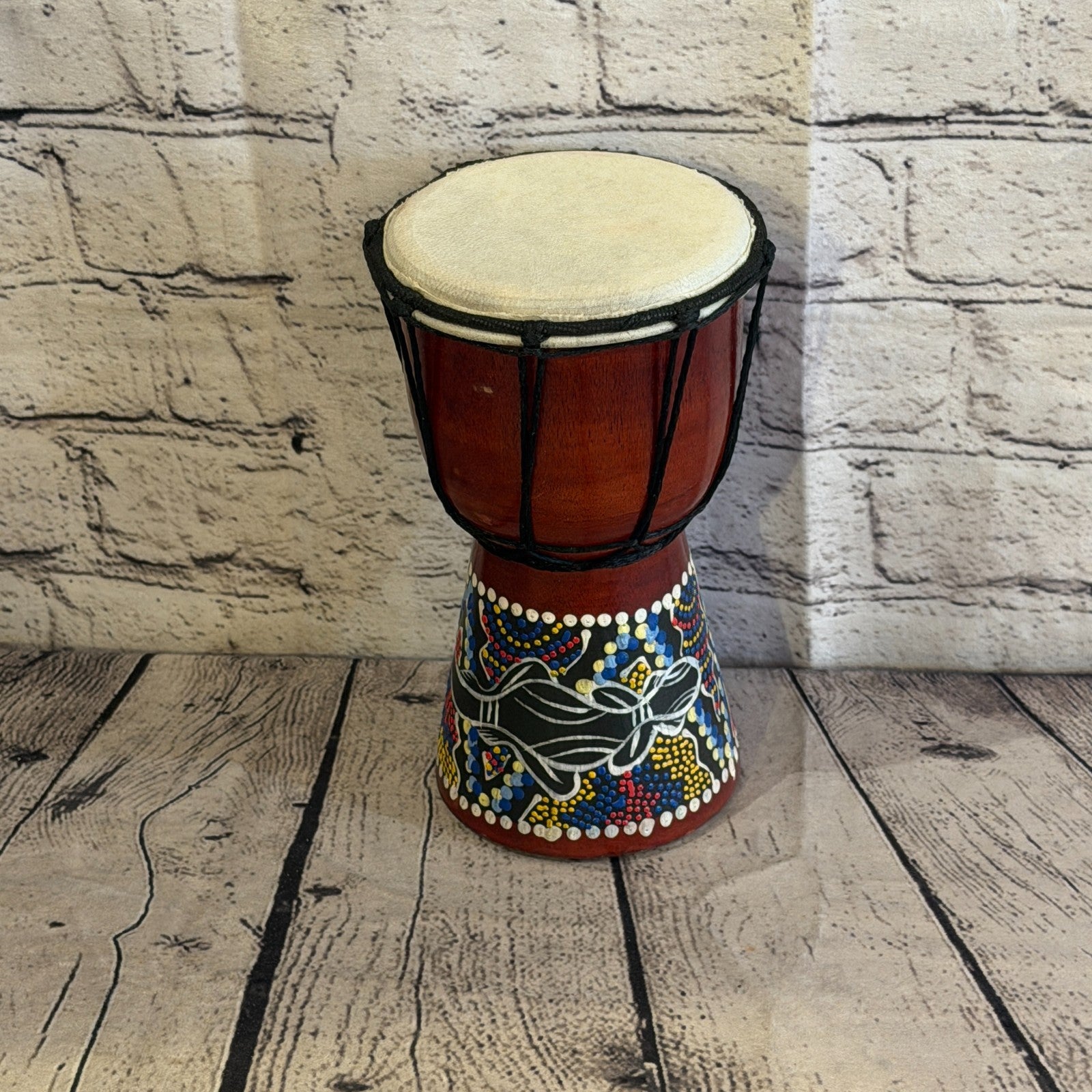 20cm Painted Djembe Drums Musical Instrument Hand Made Fair Trade Dot Painted2