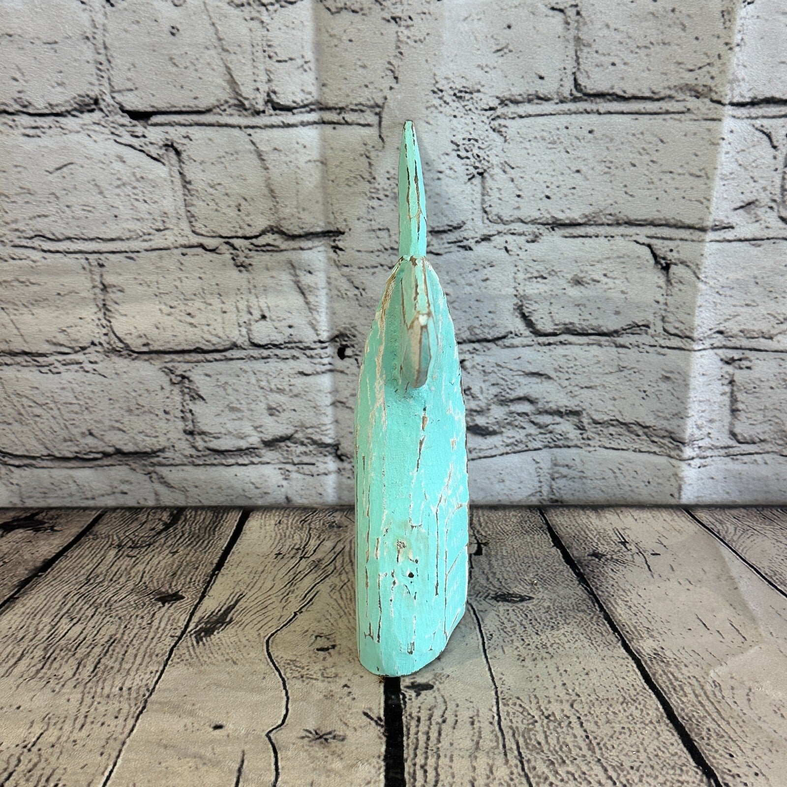 20cm x 18cm Whale Tail Green Fish Wood Coastal Ocean Bathroom Decoration3