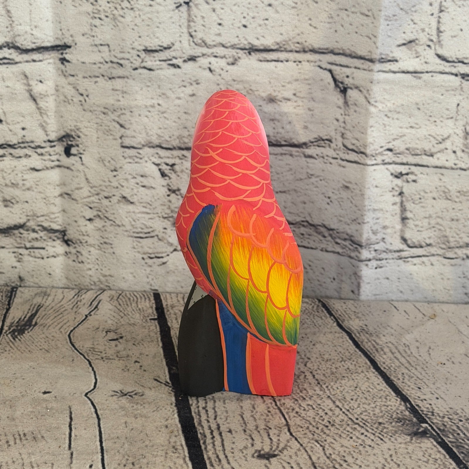 15cm Bright Red Parrot Bird Ornament Statue Fair Trade Hand Made Carved Wood4