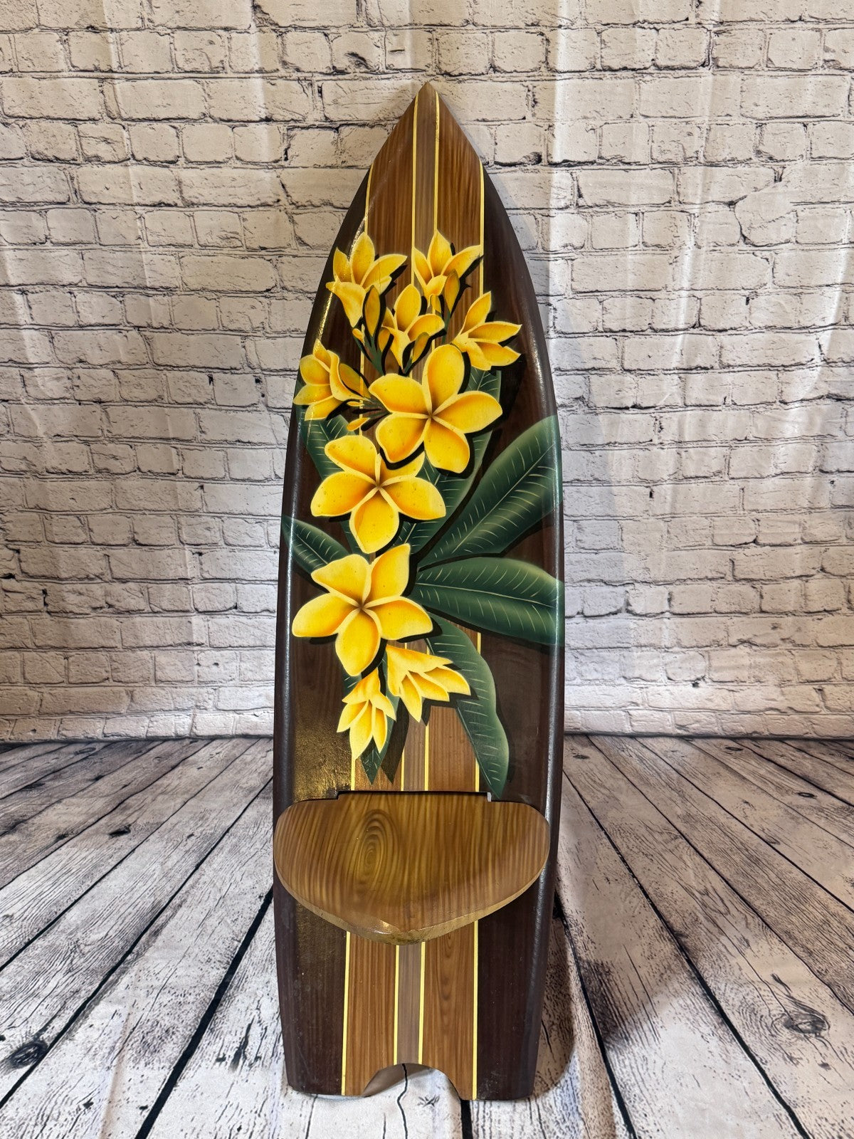 120cm Painted Surf Board Shape African Birthing Chair Hand Carved Wooden Tribal3