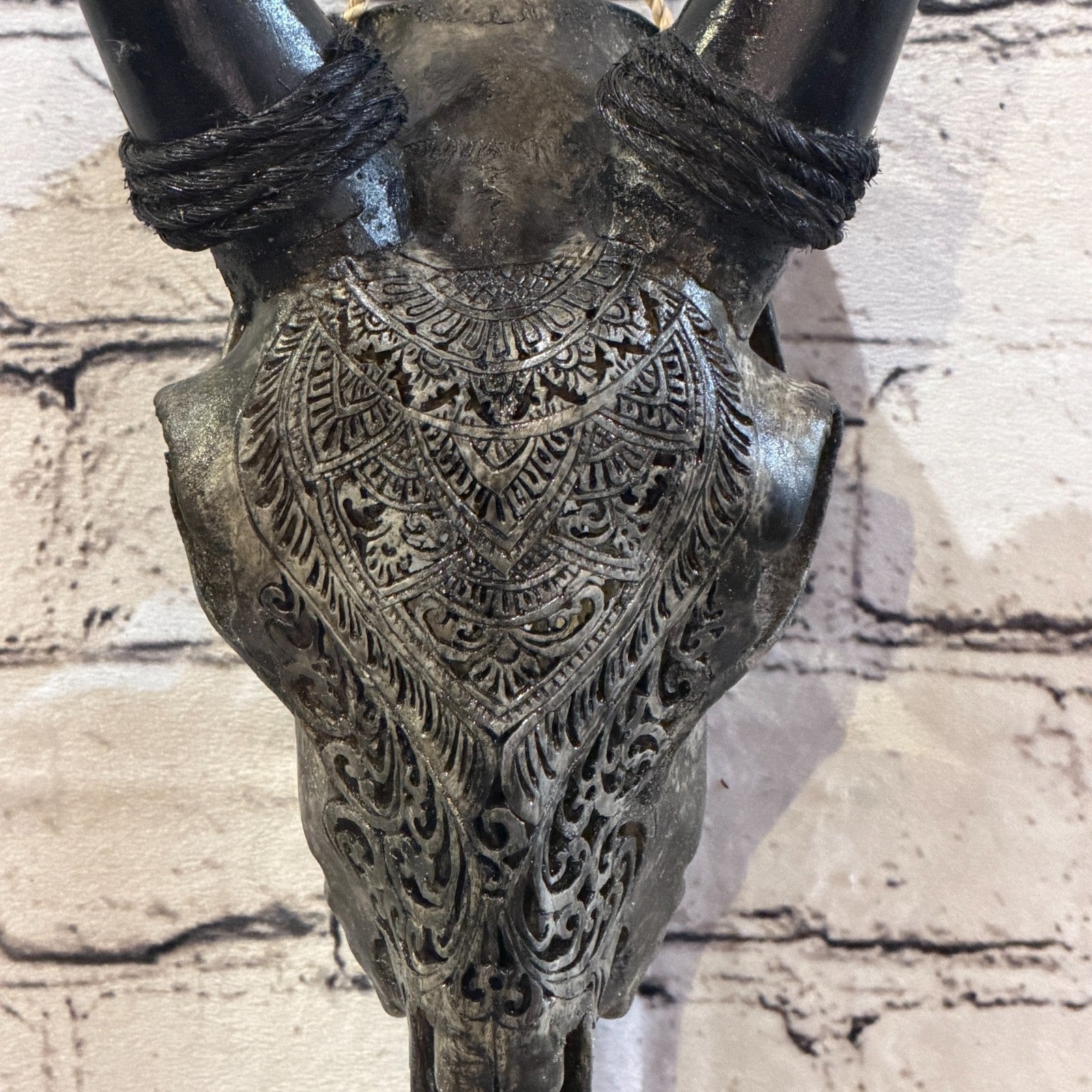 30cm Carved Buffalo Ram Wild Replica Skulls Wall Hanging Carved Stand Design 33
