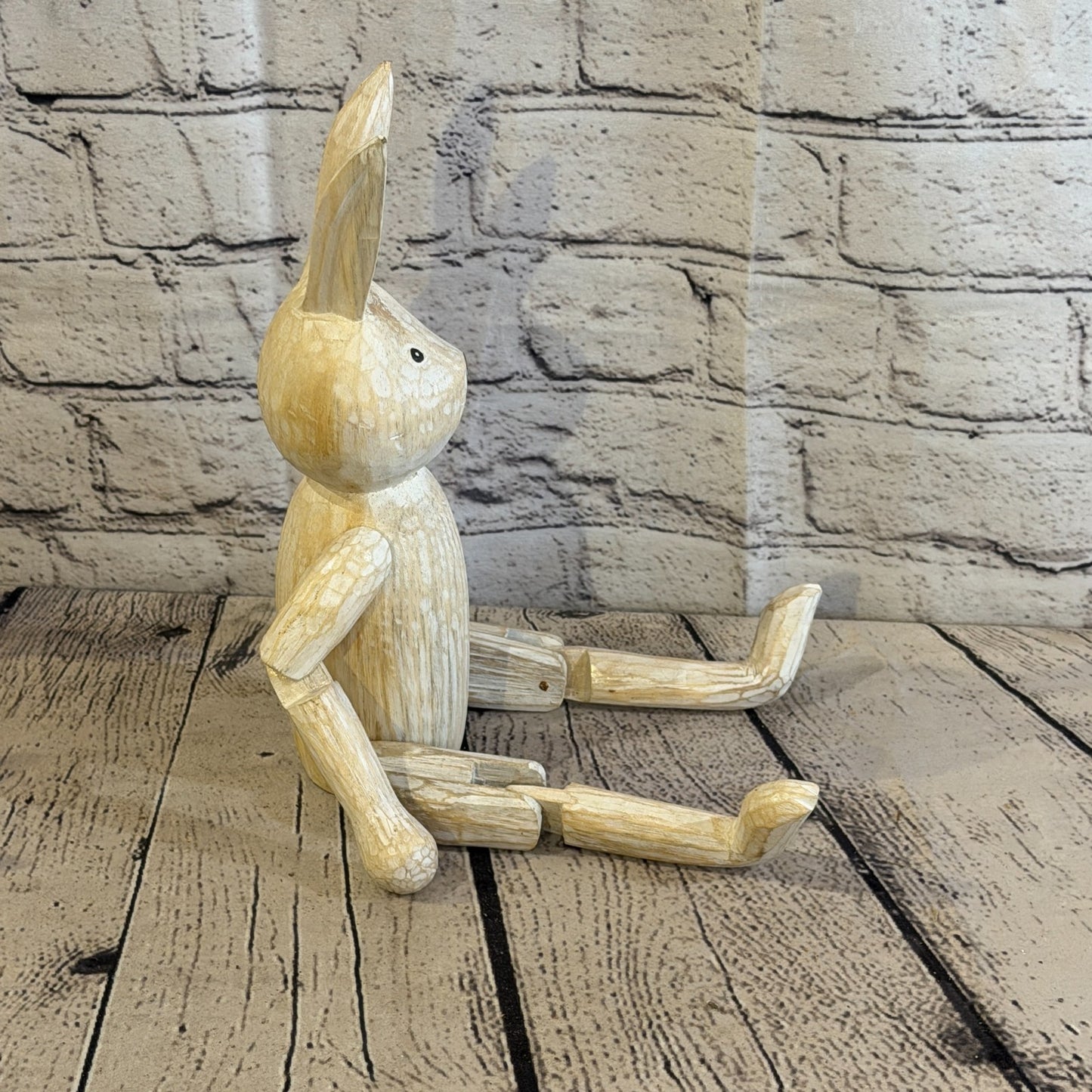25cm Brown Bunny Rabbit Sitting Animal, Wooden Shelf Ornament Handmade Fairtrade3