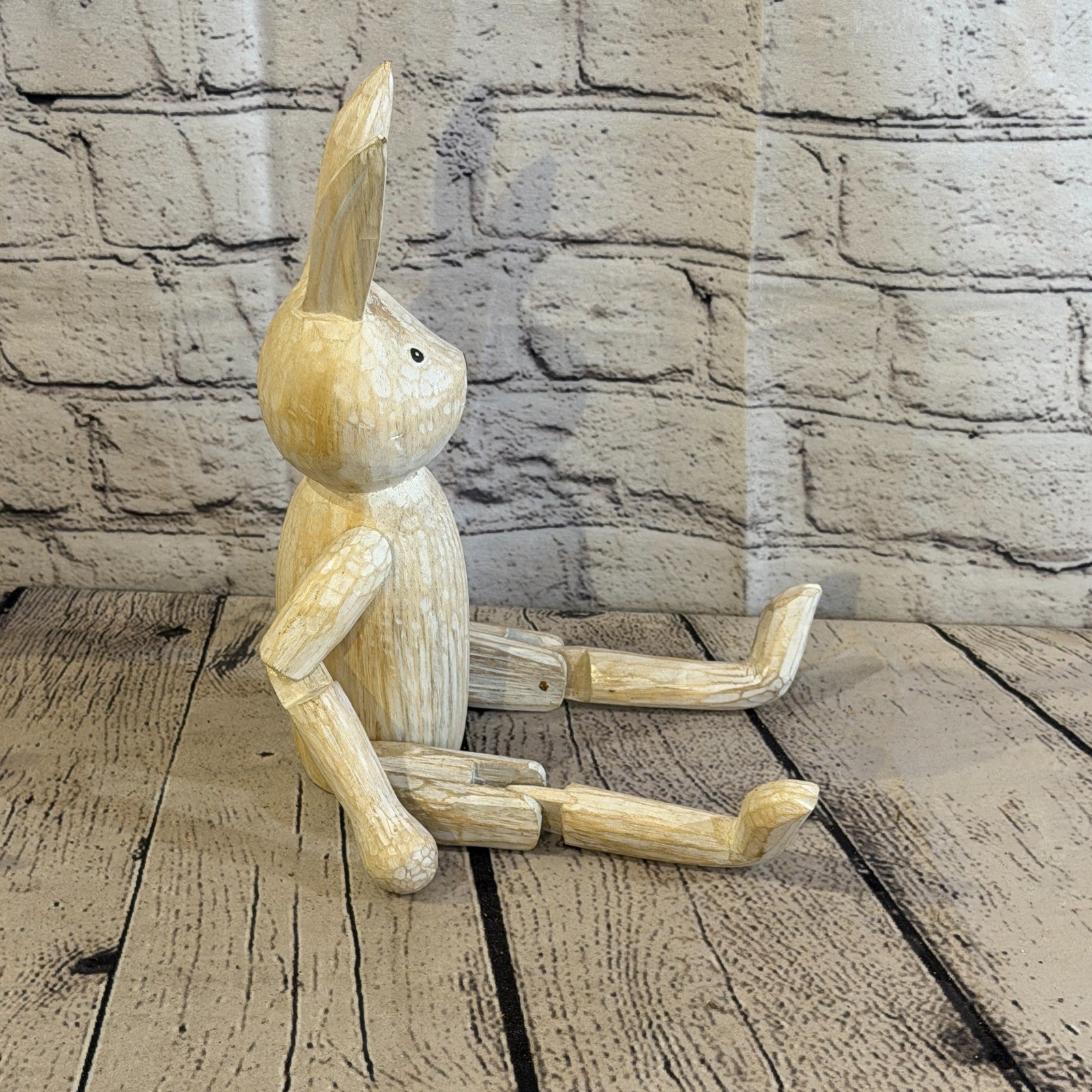 25cm Brown Bunny Rabbit Sitting Animal, Wooden Shelf Ornament Handmade Fairtrade3
