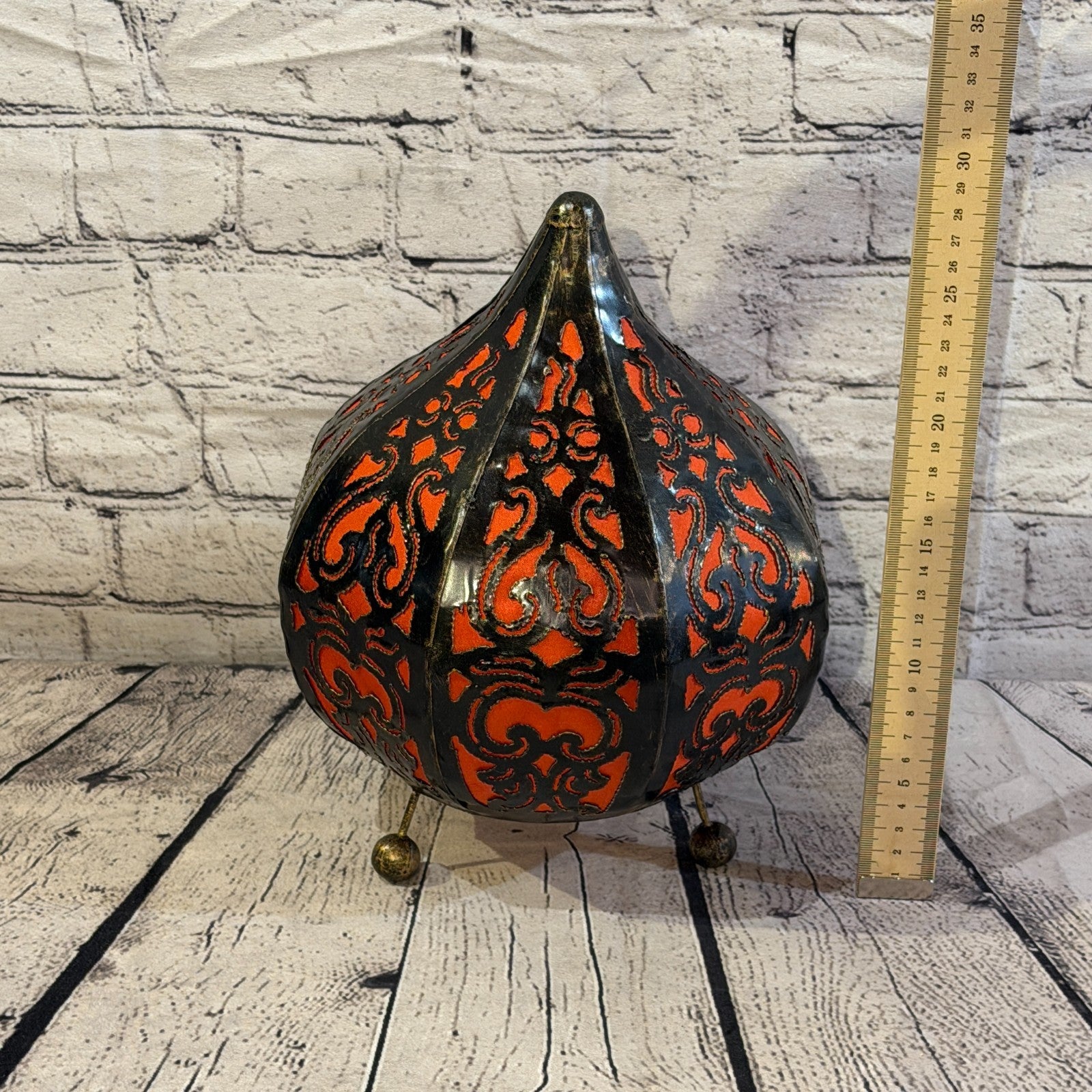 30cm x 20cm Metal Fabric Orange Moroccan Style Tall Lamp Twist LED UK Mains Plug2