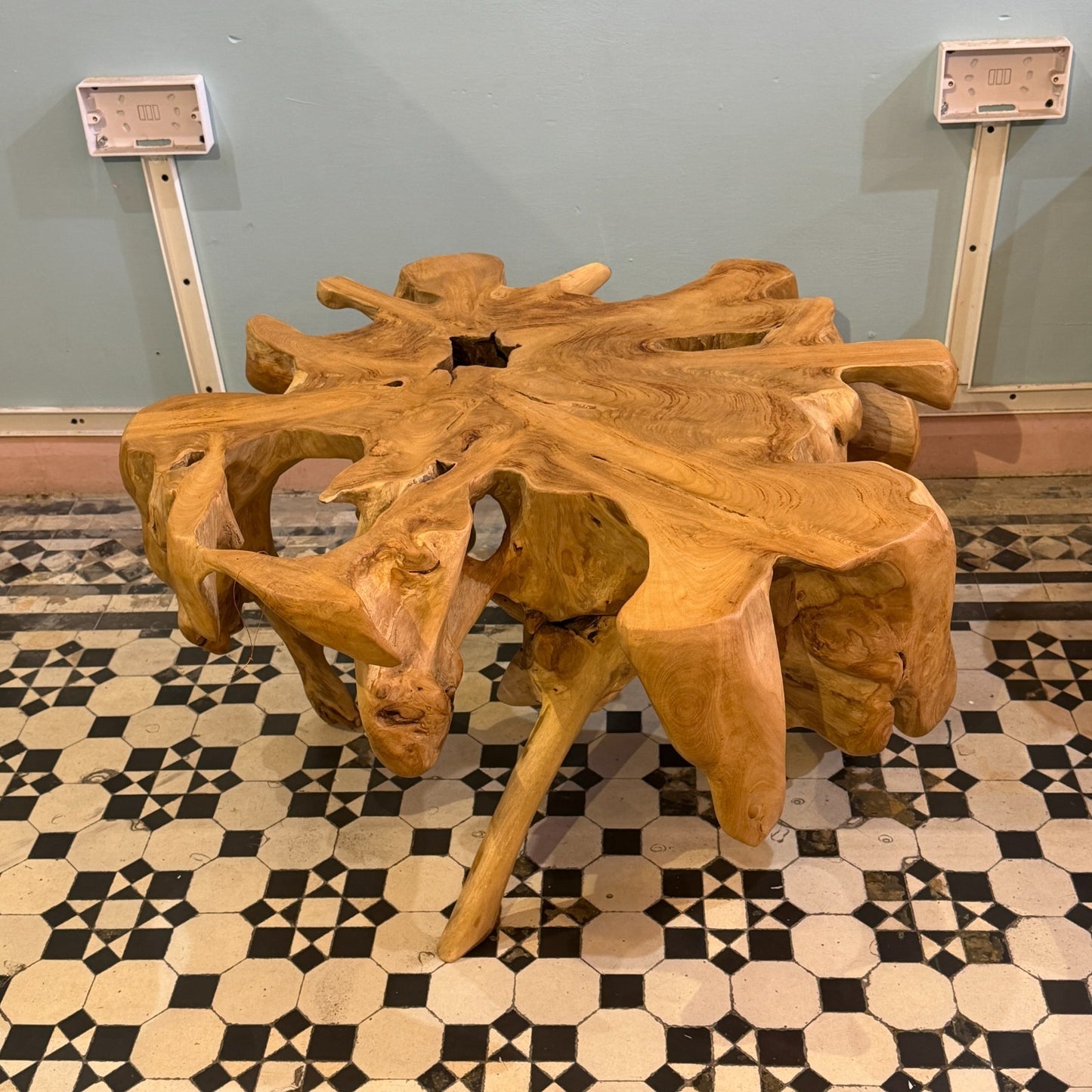 45cm x 75cm x 75cm Solid Wood Coffee Table Tree Teak Side Table Wood Living Room3