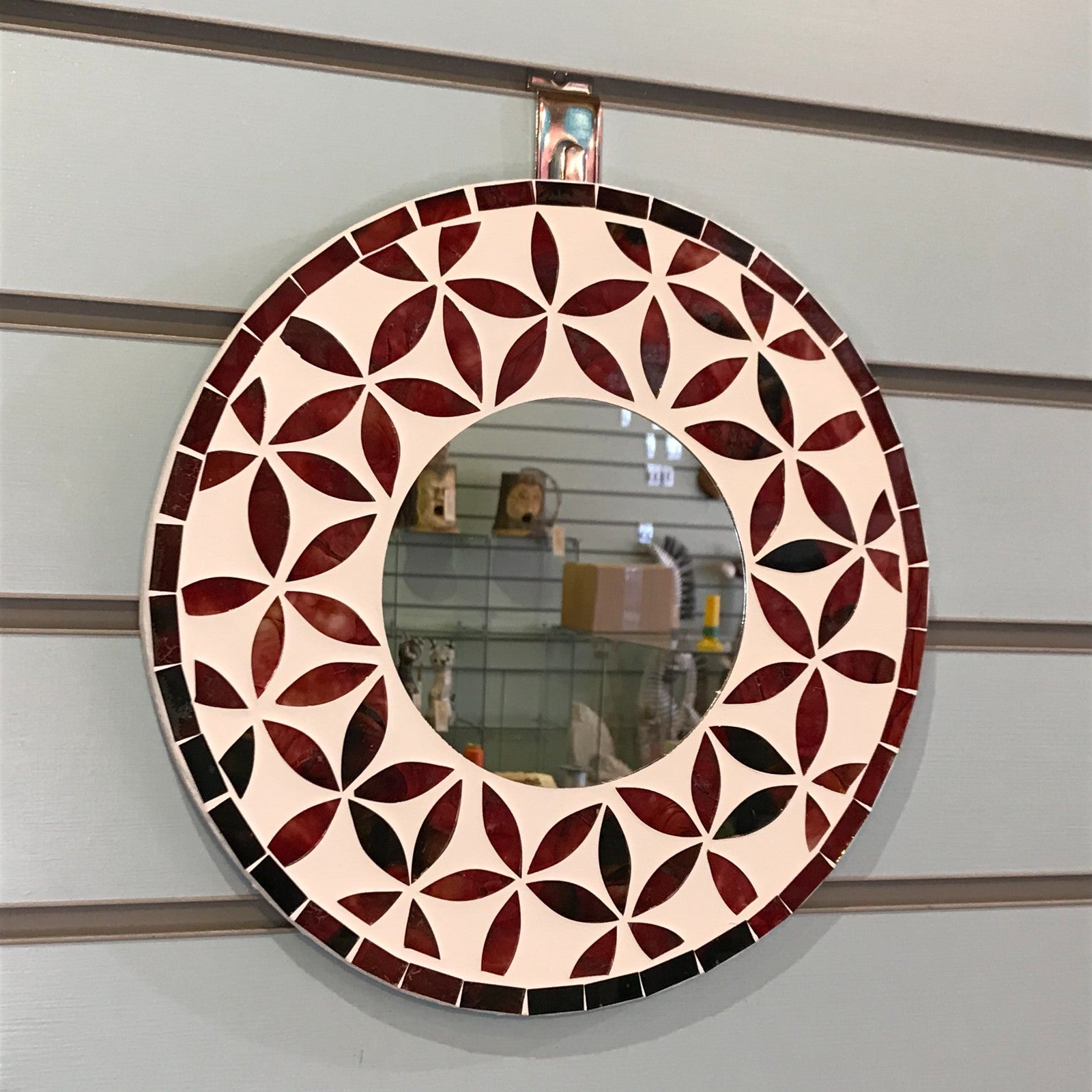 Red Flower Mosaic Tile Wall Mirror 30cm x 30cm 12 Inches Handmade New0