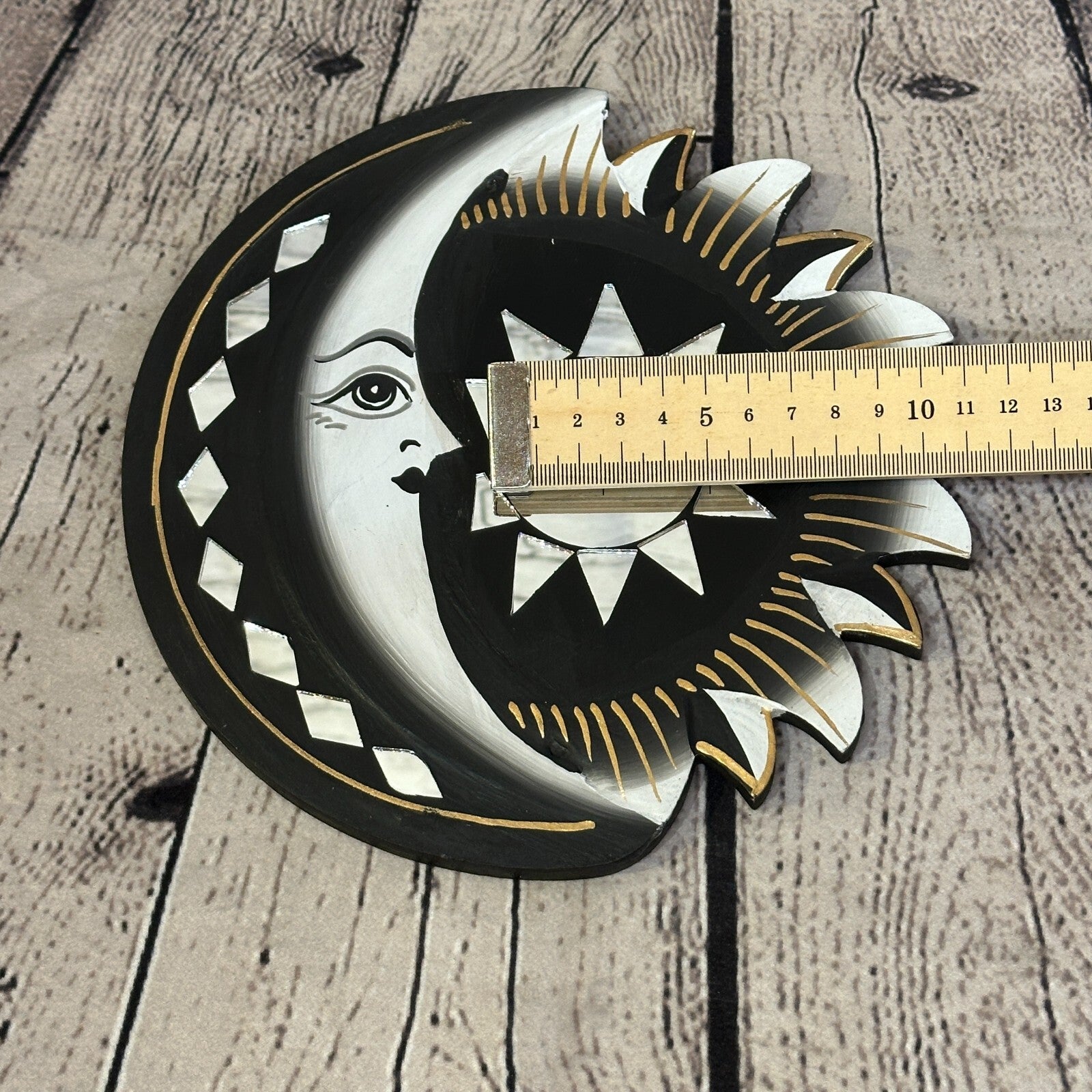 Black Half Moon Mosaic Tile Wall Mirror 20cm x 20cm 8 Inches Handmade Fairtrade5