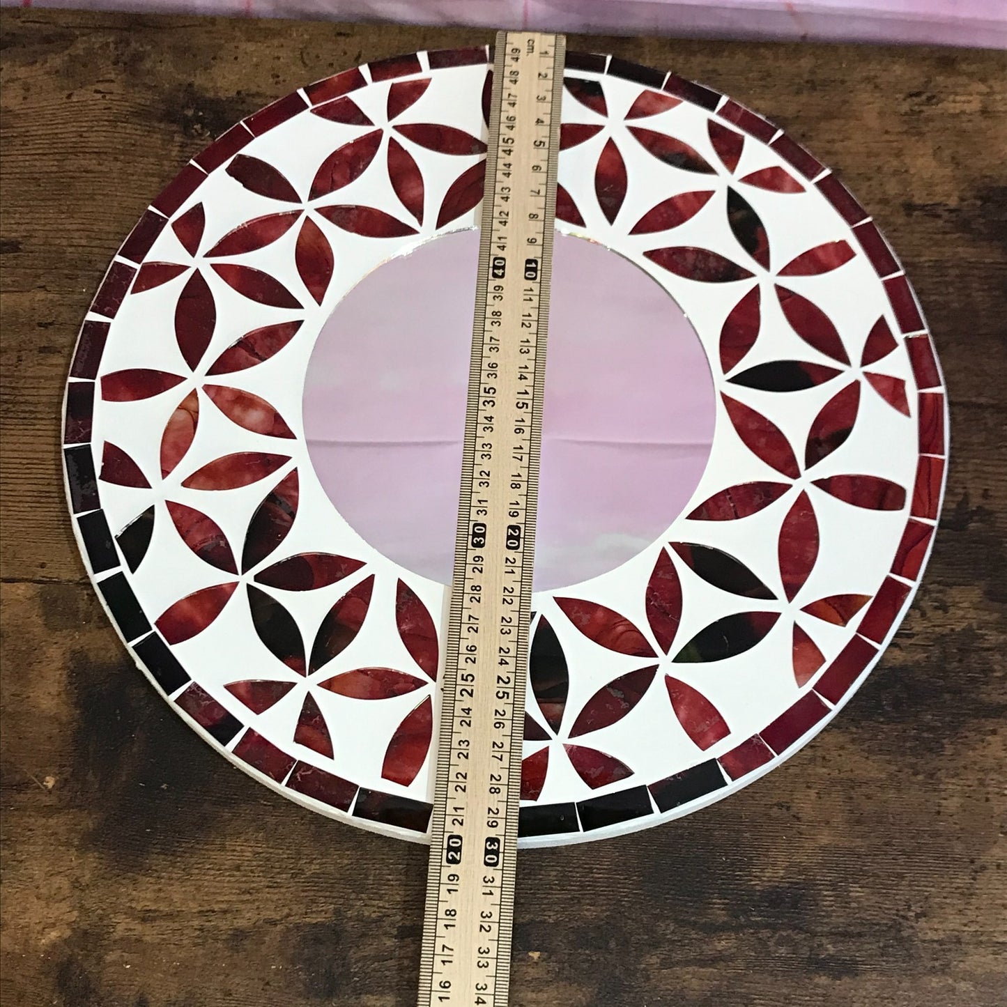 Red Flower Mosaic Tile Wall Mirror 30cm x 30cm 12 Inches Handmade New4