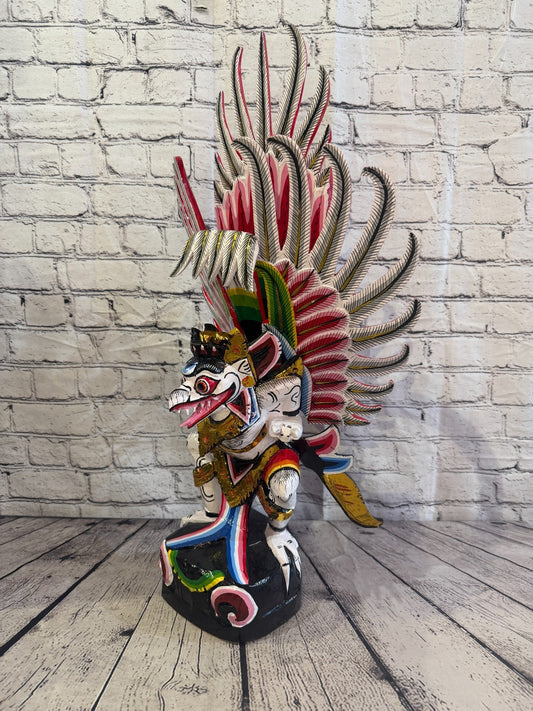 70cm White Balinese Carved Sculpture Winged Garuda Painted Wood  Vishnu Hindu0