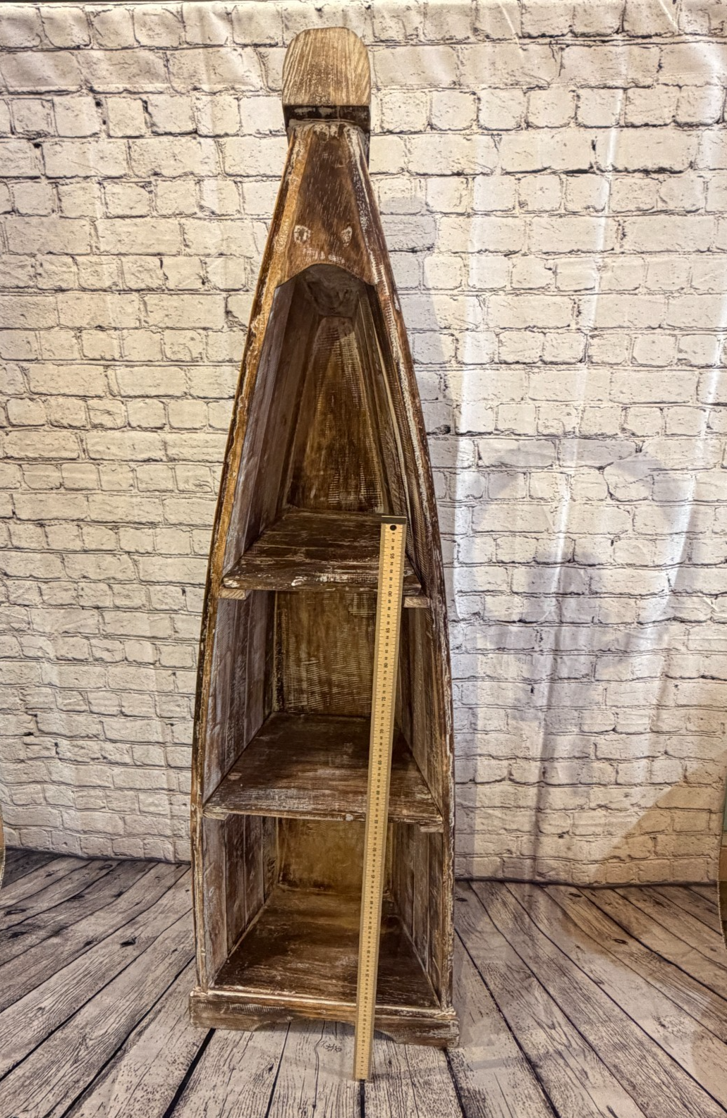 150cm x 45cm x 25cm Brown Boat Shelf Wooden Cabinet Living Storage Furniture3