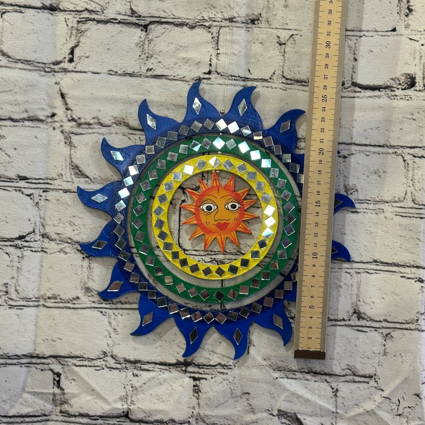 25cm Colourful Blue Sun Hanging With Mirrors Window Suncatcher Indoor Mobile3