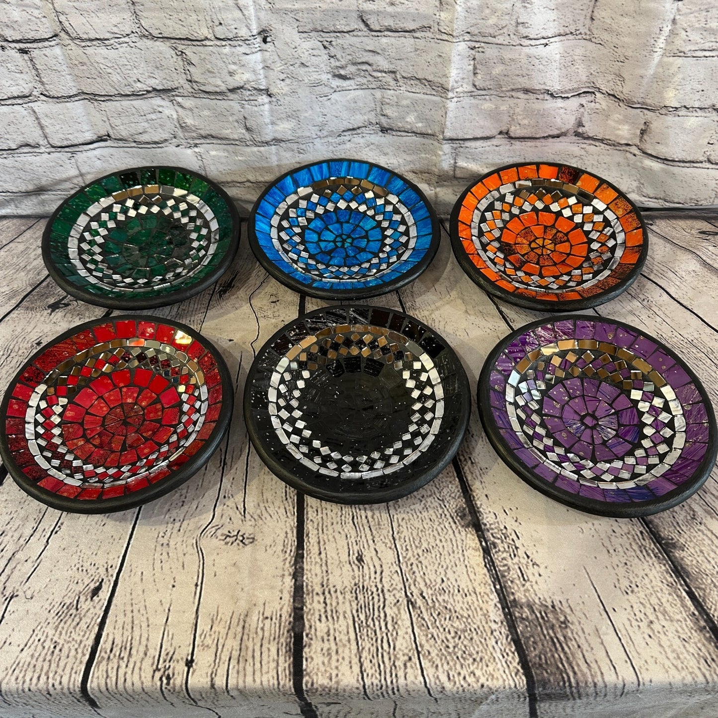 28cm Black Round Mosaic Handmade Ceramic Glass Tile Bowl Fruit7